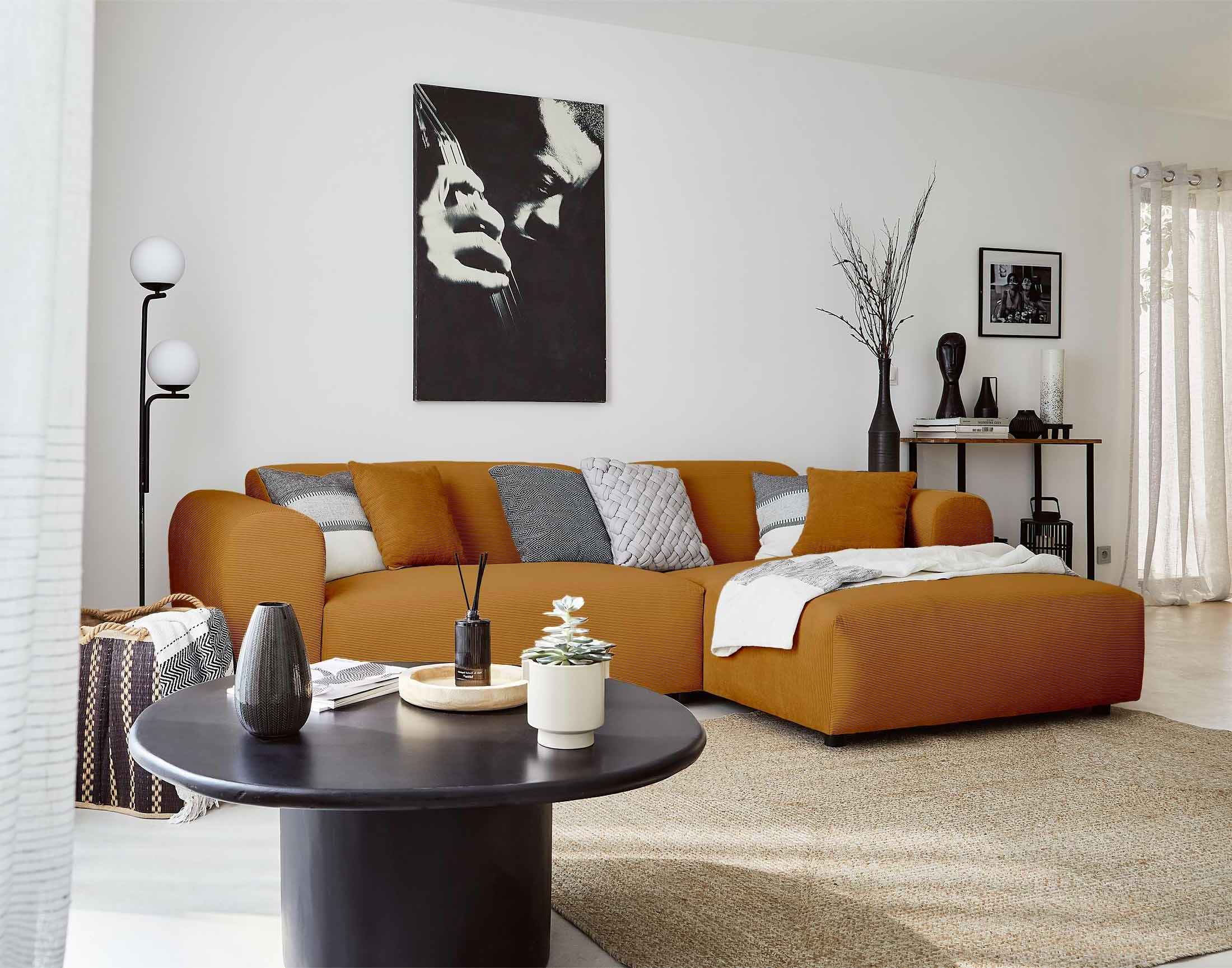 aumance - Canapé velours côtelé Orange - Vue supplémentaire 2