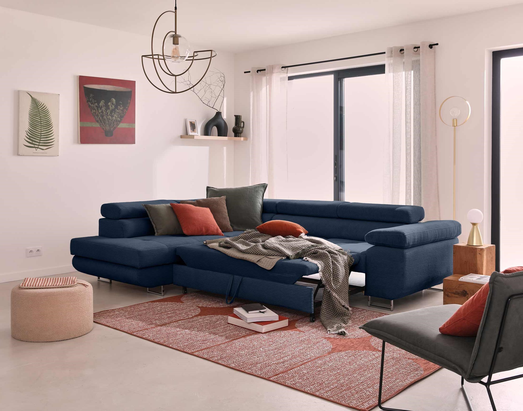 zaria - Canapé relax convertible Bleu - Vue supplémentaire 2