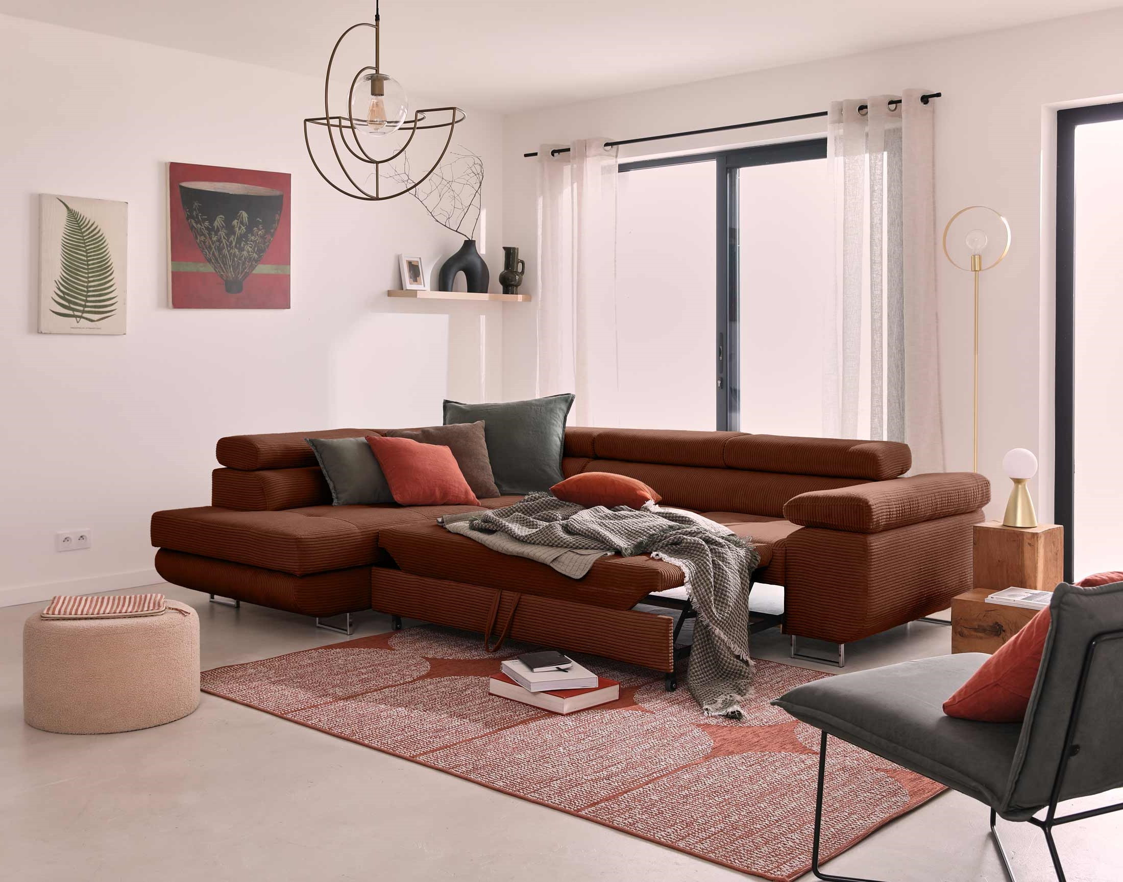 zaria - Canapé relax convertible Rouge - Vue supplémentaire 2