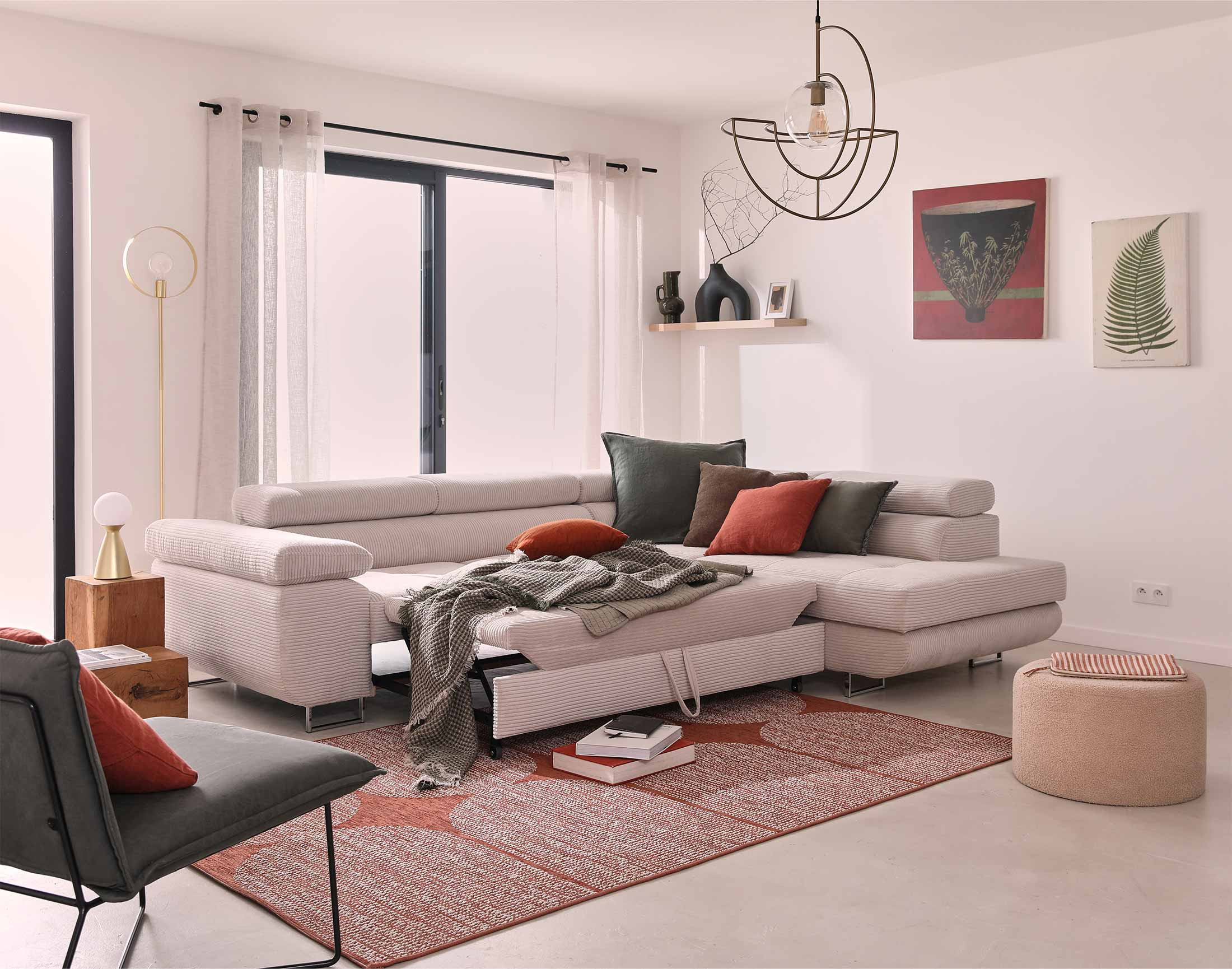 zaria - Canapé relax convertible Beige - Vue supplémentaire 2