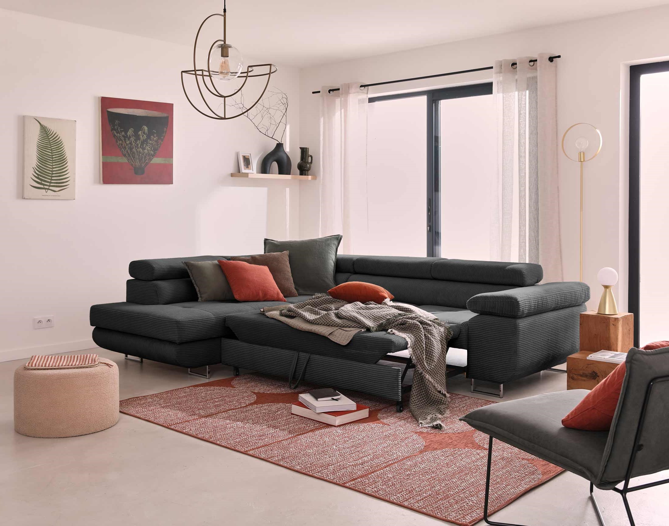 zaria - Canapé relax convertible Gris - Vue supplémentaire 2