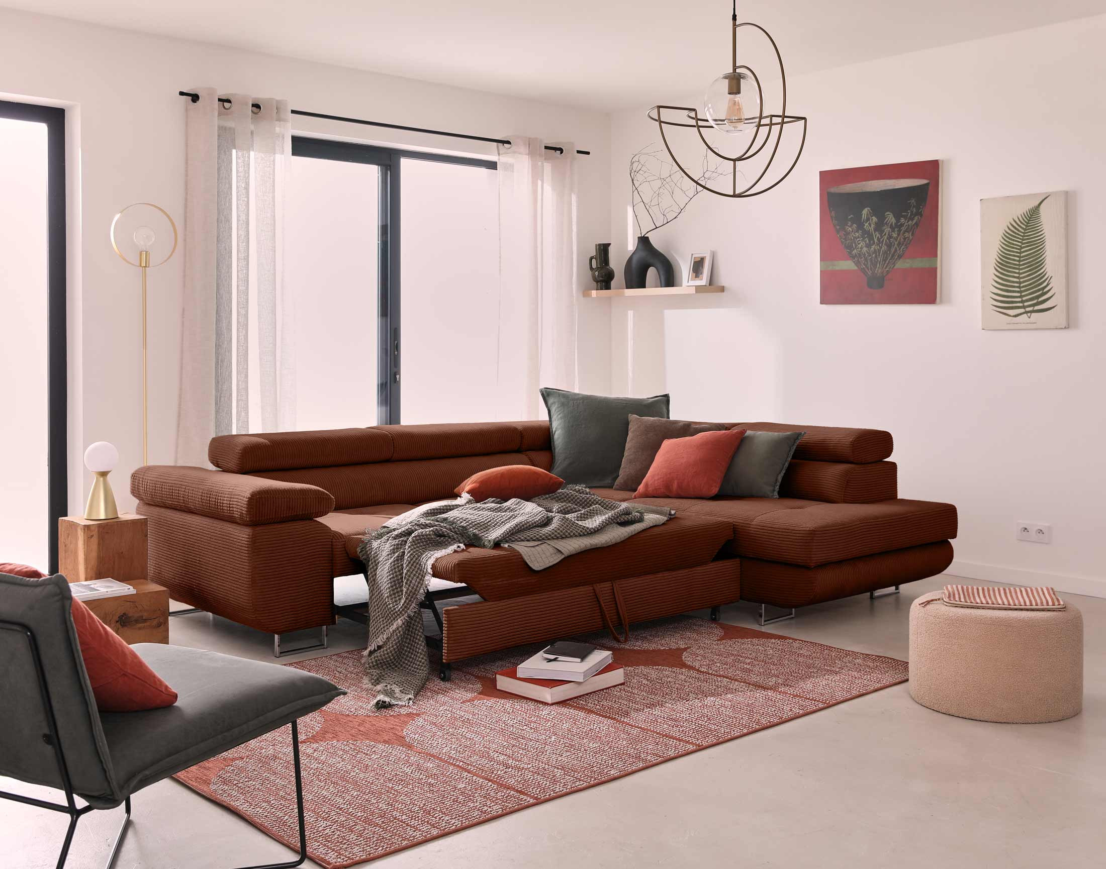 zaria - Canapé relax convertible Rouge - Vue supplémentaire 2