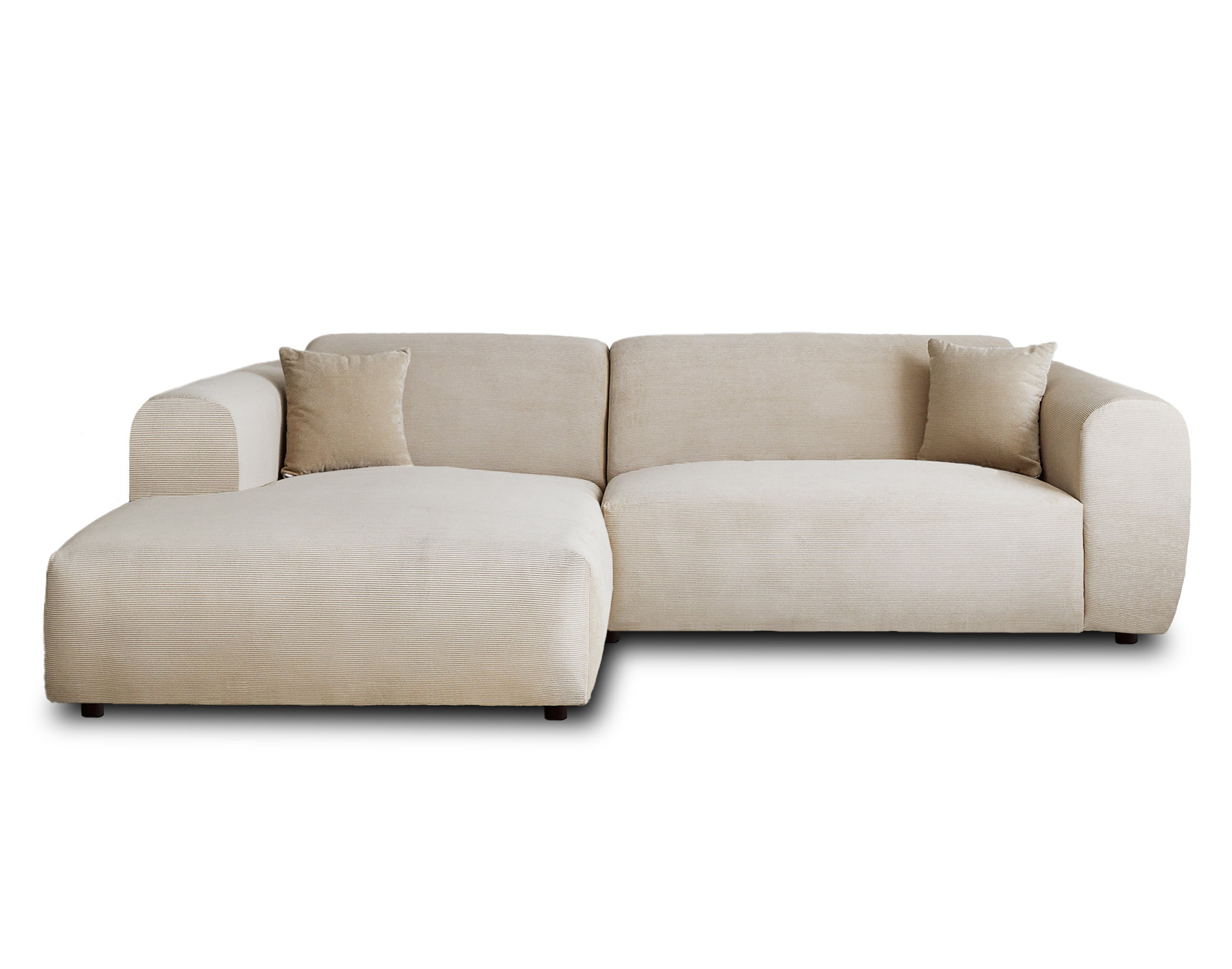 Canapé d'angle 4 places Beige Velours Design Confort Promotion