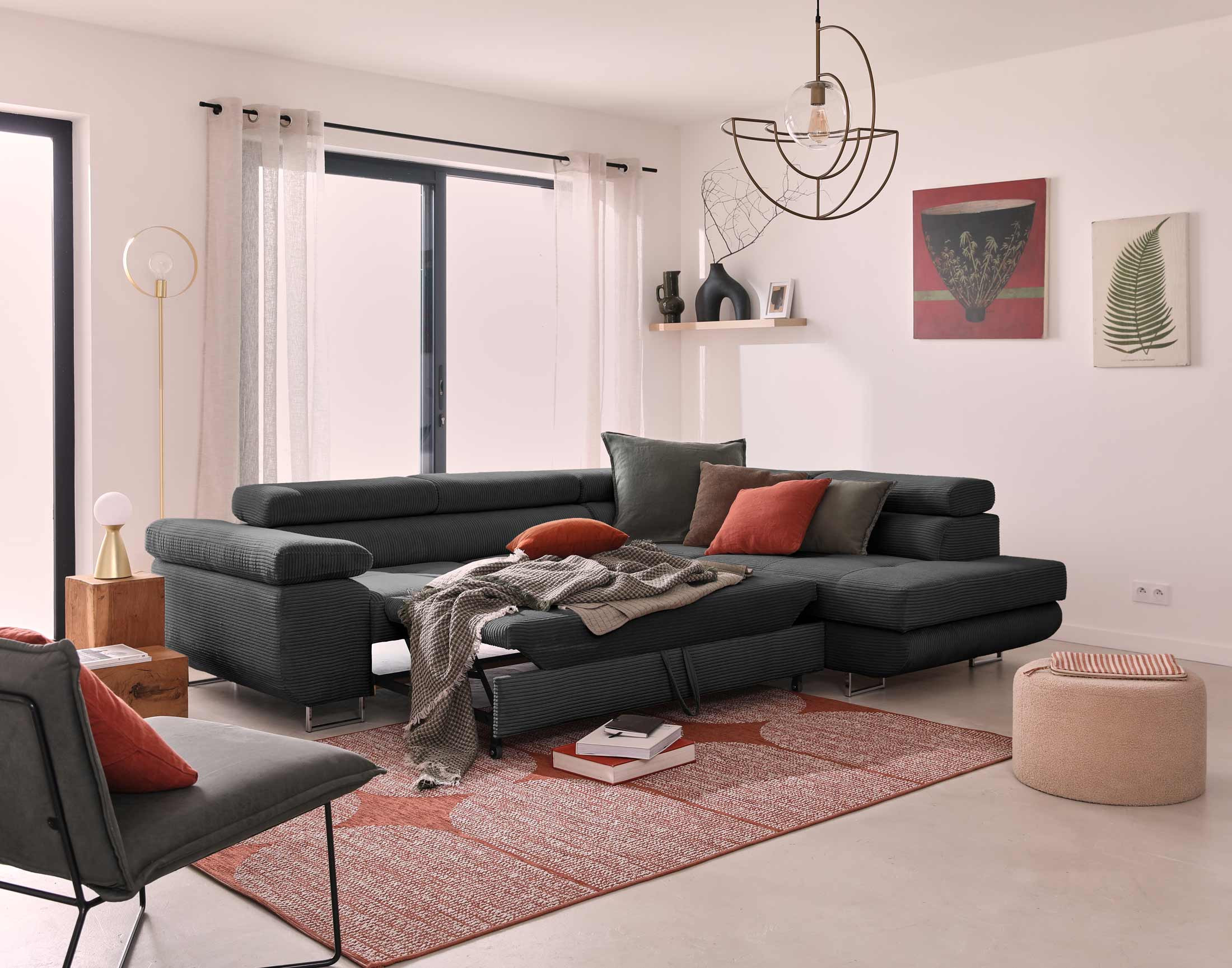 zaria - Canapé relax convertible Gris - Vue supplémentaire 2