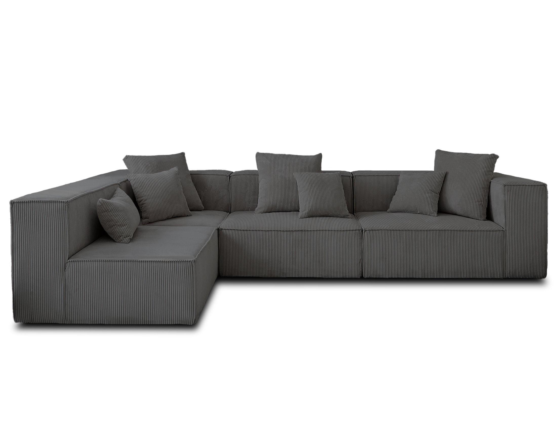 Canapé d'angle 4 places Gris Velours Design Confort