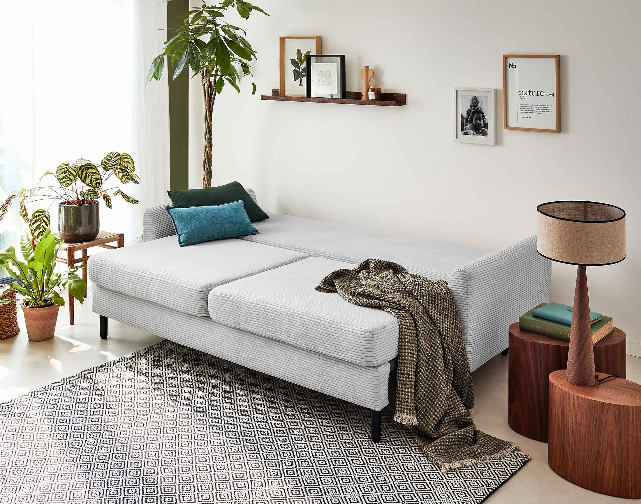 dan - Canapé convertible velours côtelé Gris - Vue supplémentaire 2