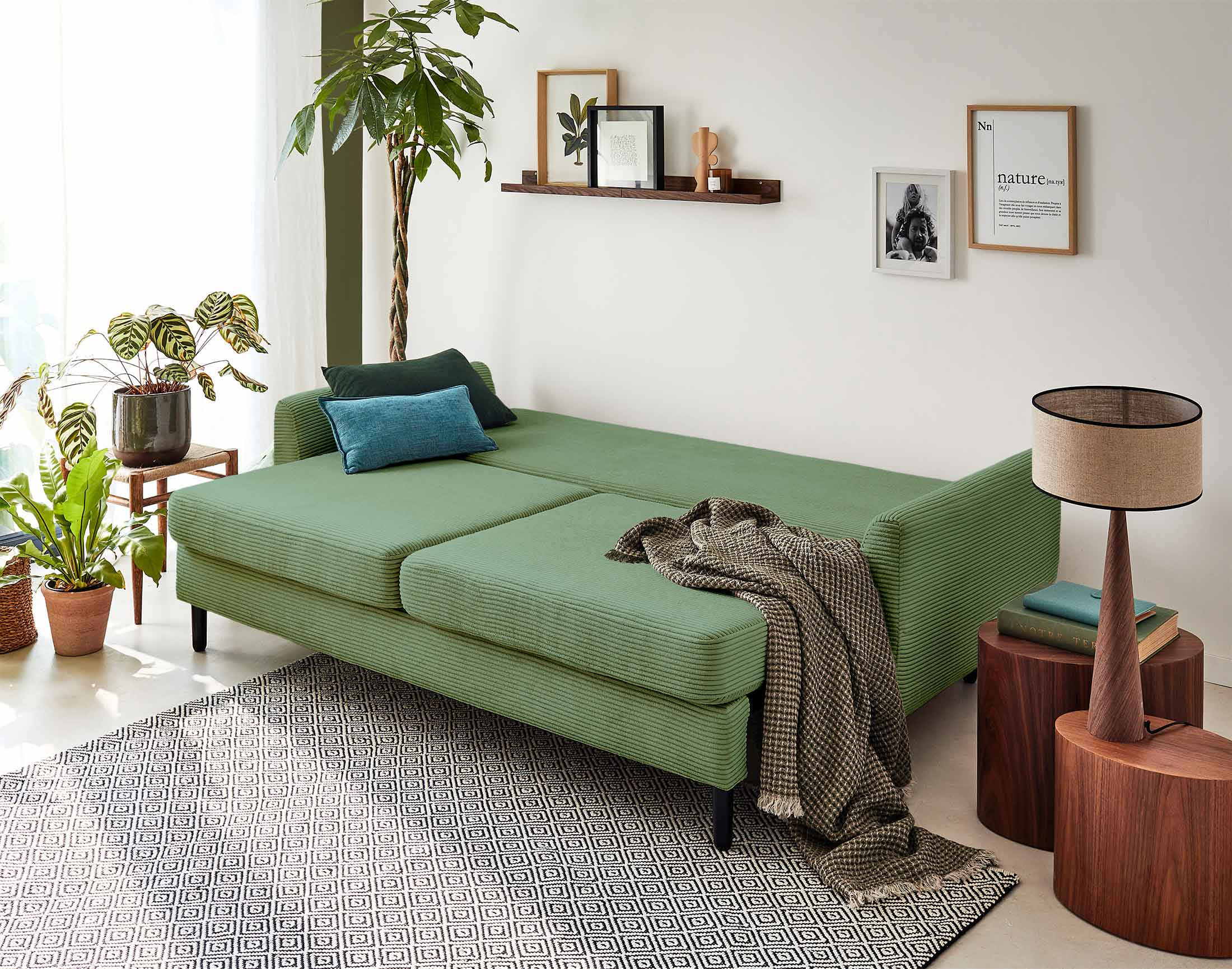 dan - Canapé convertible velours côtelé Vert - Vue supplémentaire 2
