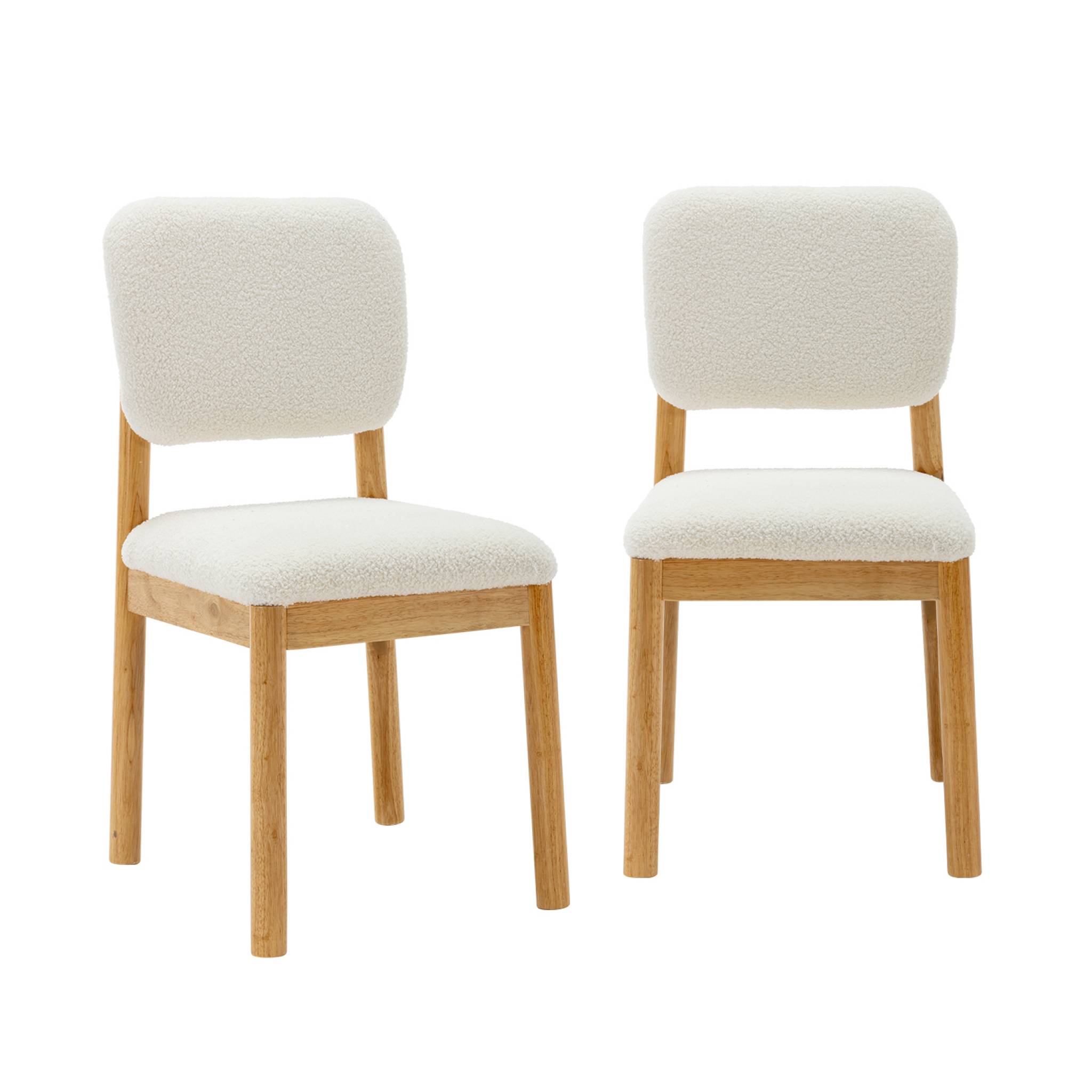 Chaises pieds bois revêtement bouclette (lot de 2)