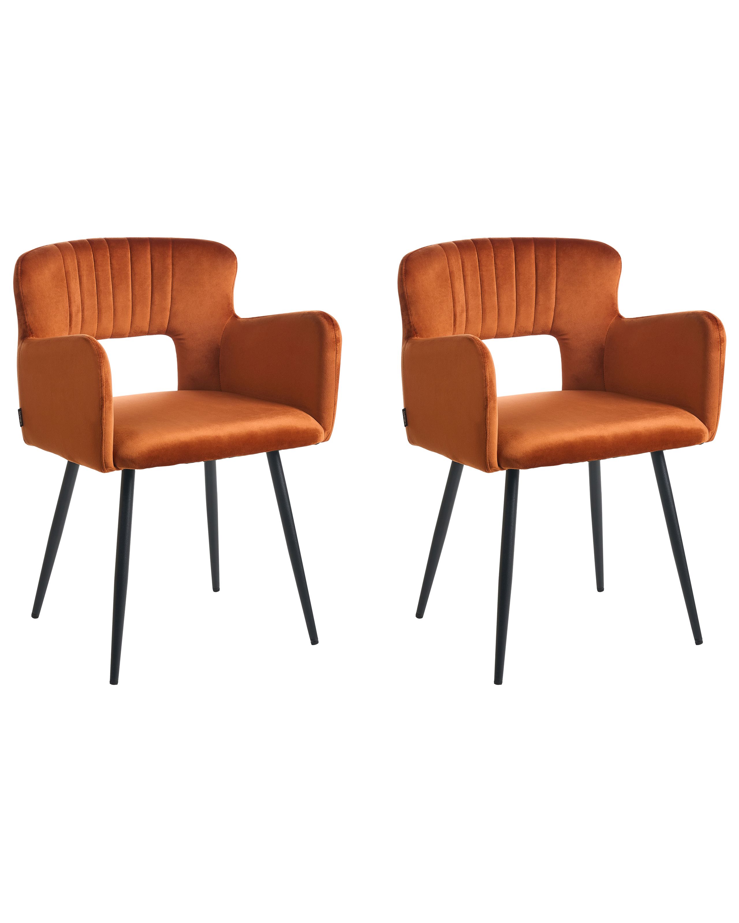 Lot de 2 chaise de salle à mangers en tissu orange 52x75cm
