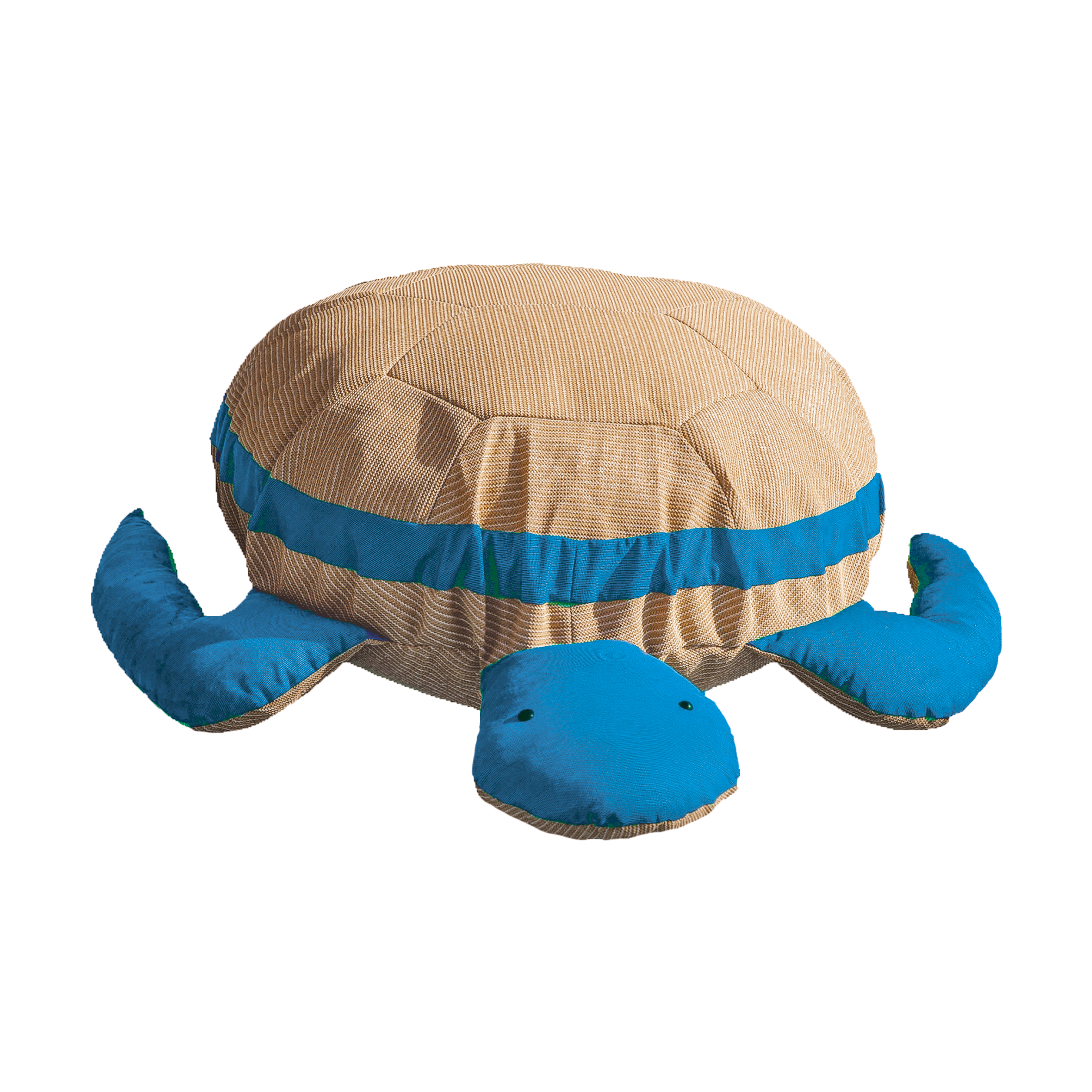 Coussin extérieur tortue beige et bleu