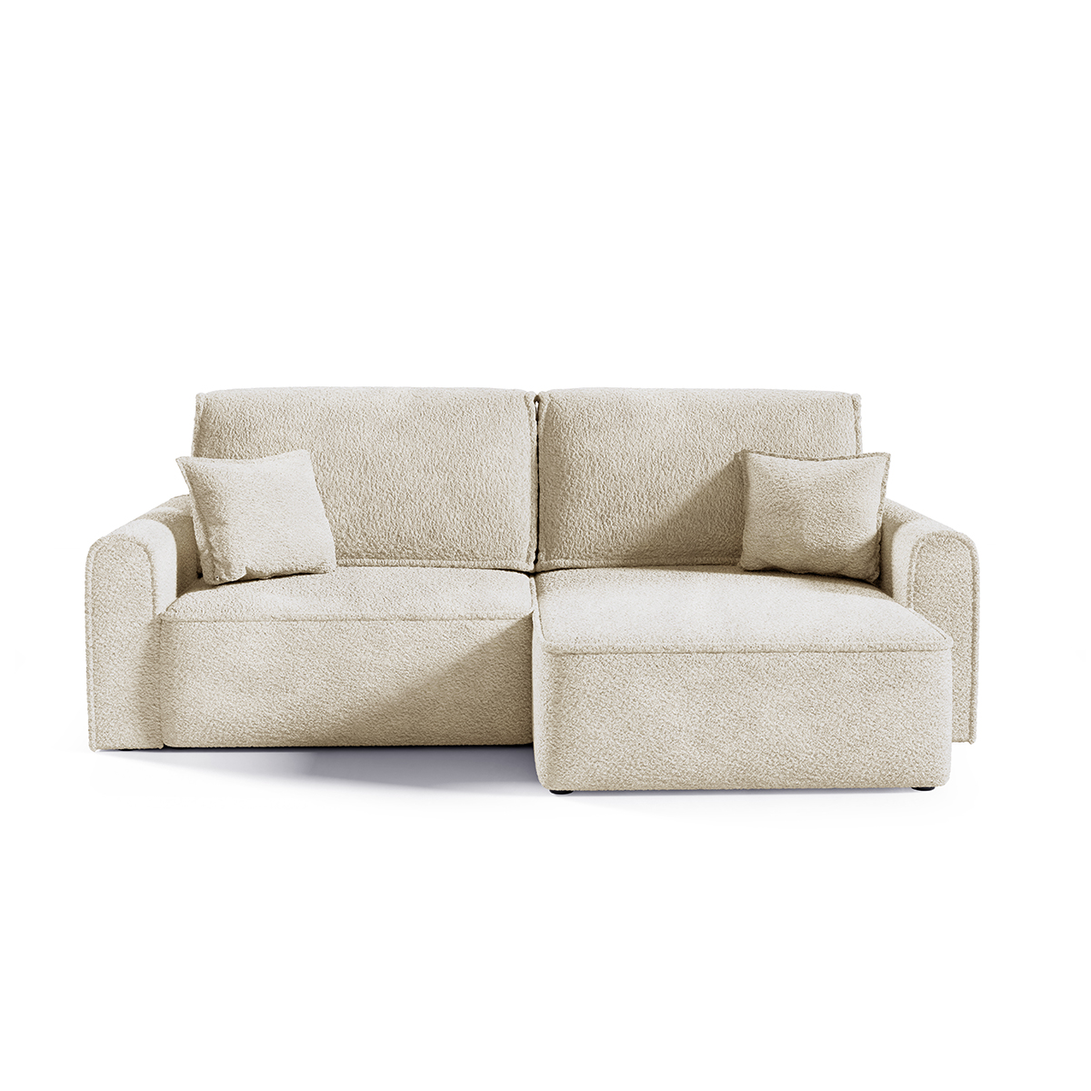 Canapé d’angle réversible convertible 3 places coffre bouclé beige