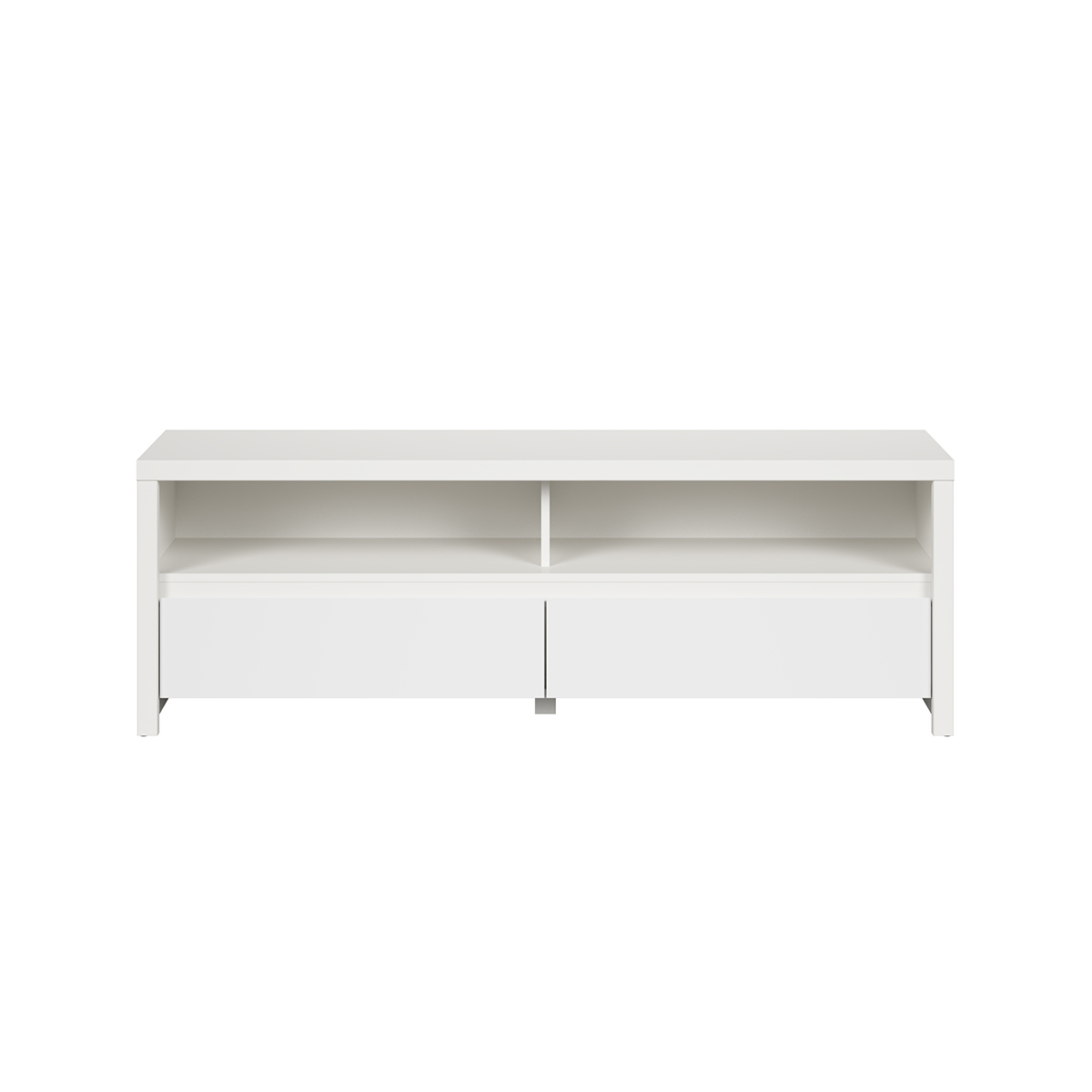 Meuble TV 2 tiroirs 143 cm stratifiés blanc mat