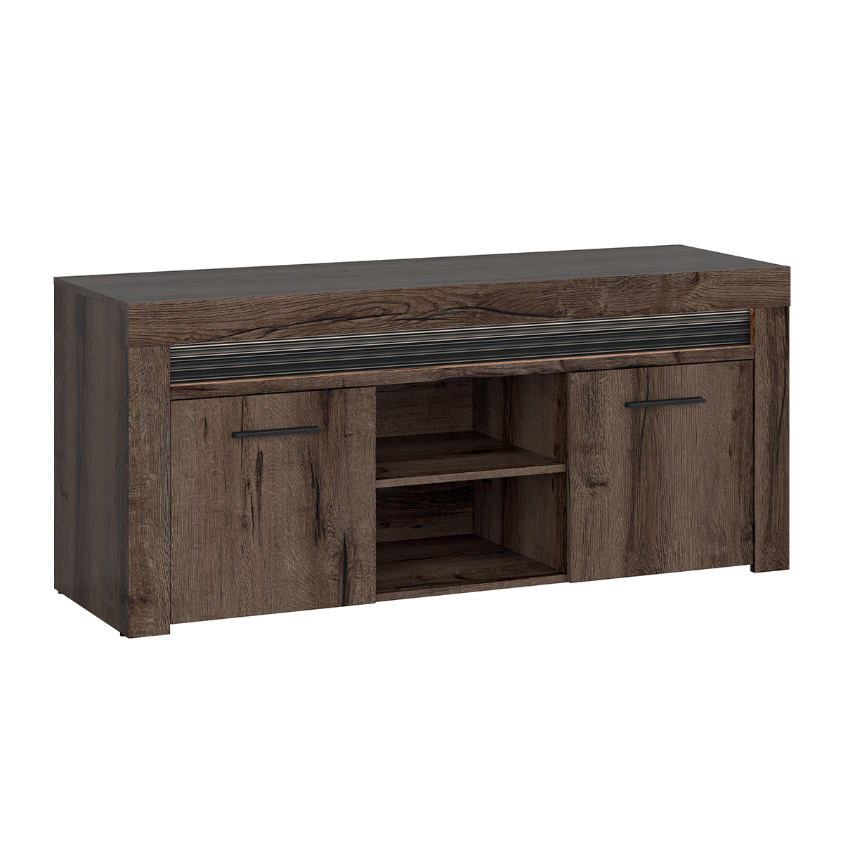 Meuble TV 2 portes LED inclus stratifiés beige