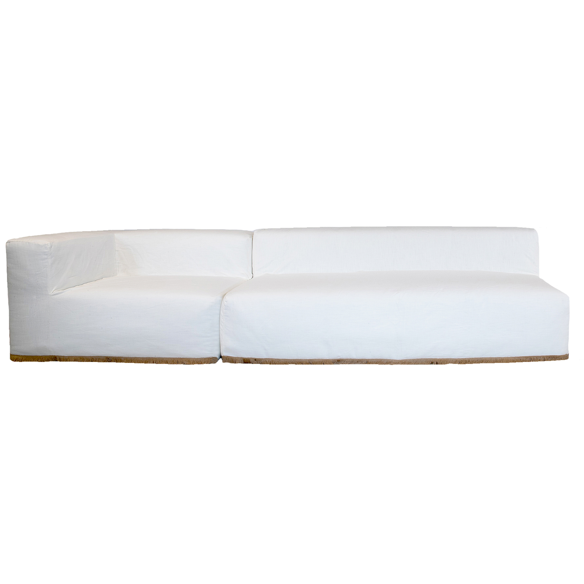 Canapé modulable 6 places Blanc Tissu Contemporain Confort Promotion