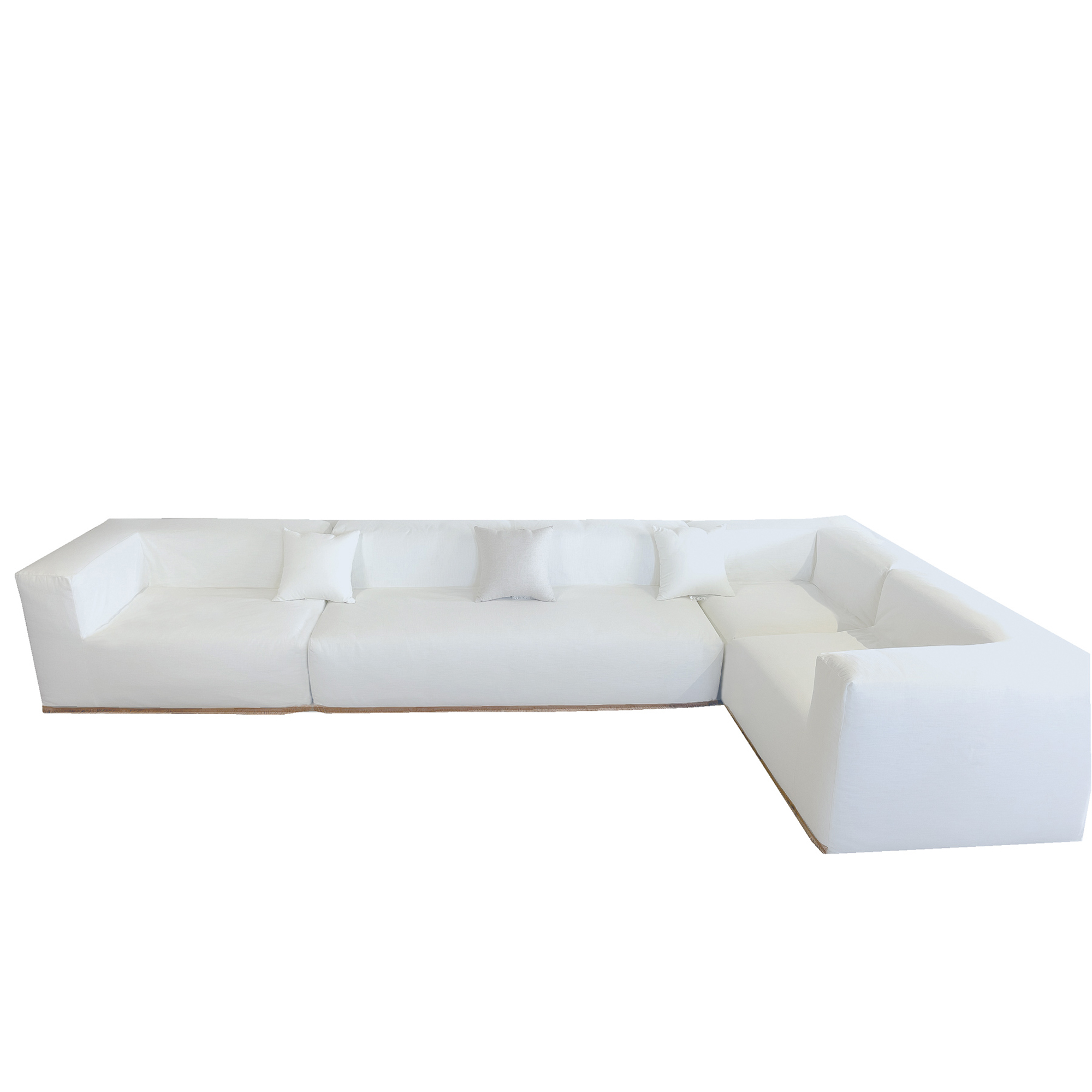 Canapé d'angle 6 places Blanc Tissu Luxe Contemporain Confort