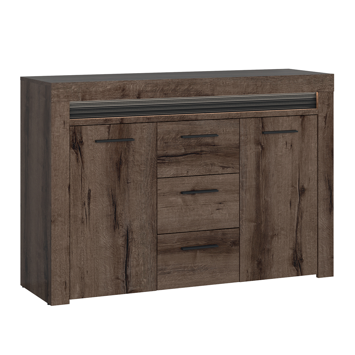 Buffet 2 portes 3 tiroirs LED inclus stratifiés beige