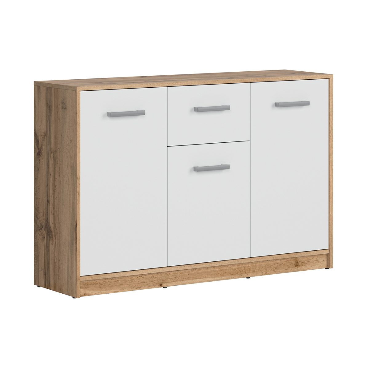 Buffet 3 portes 1 tiroir stratifiés blanc et bois