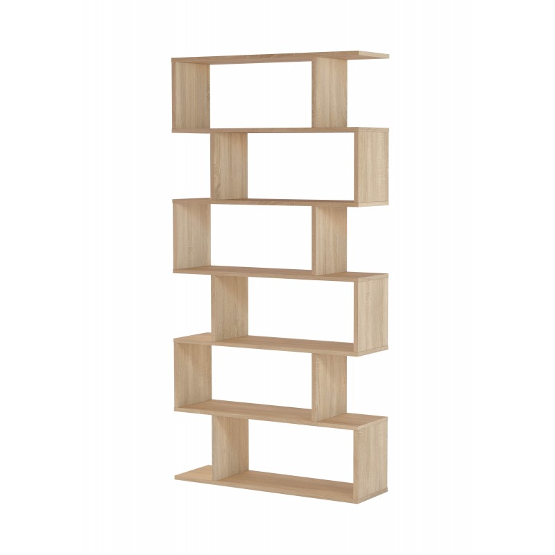 Bibliothèque avec  6 compartiments effet bois – H192 x L80 cm