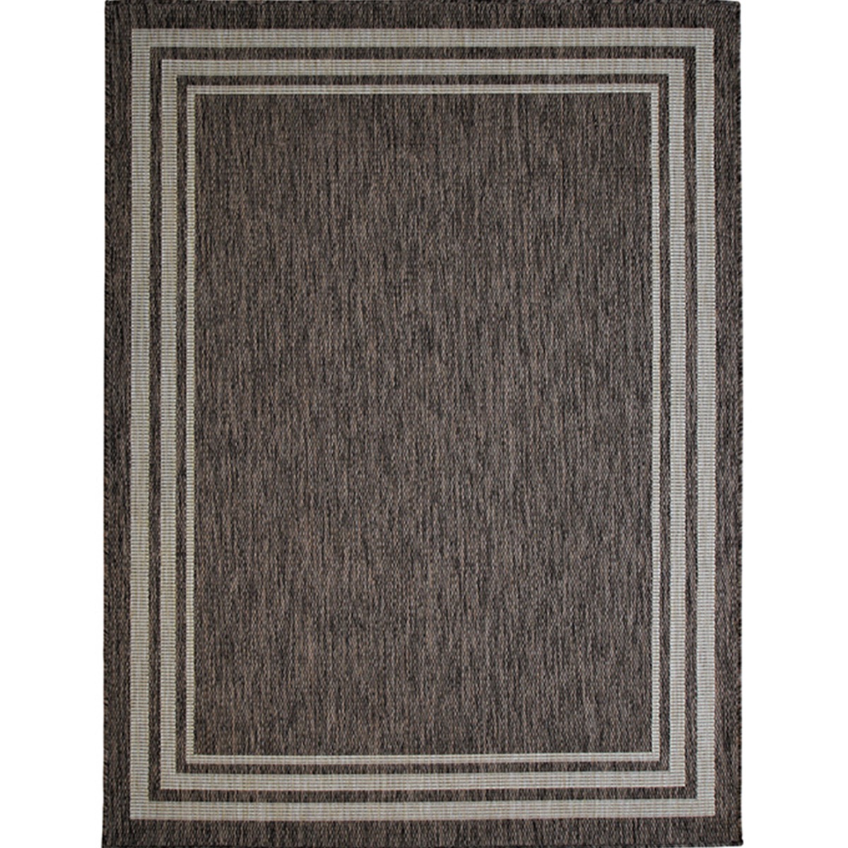 Tapis intérieur-extérieur aspect jute motif cadre beige 133x170