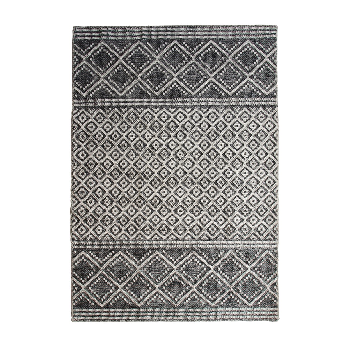 Tapis en polypropylène et coton motif croisillons gris 160x230