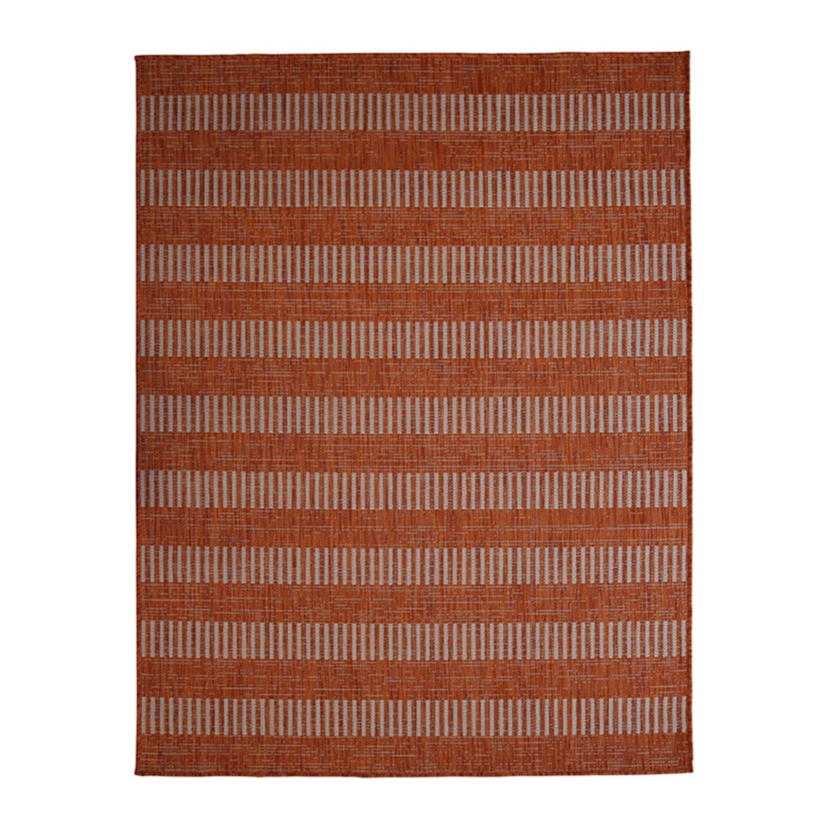 Tapis intérieur-extérieur aspect jute motif lignes terra cotta 195x275