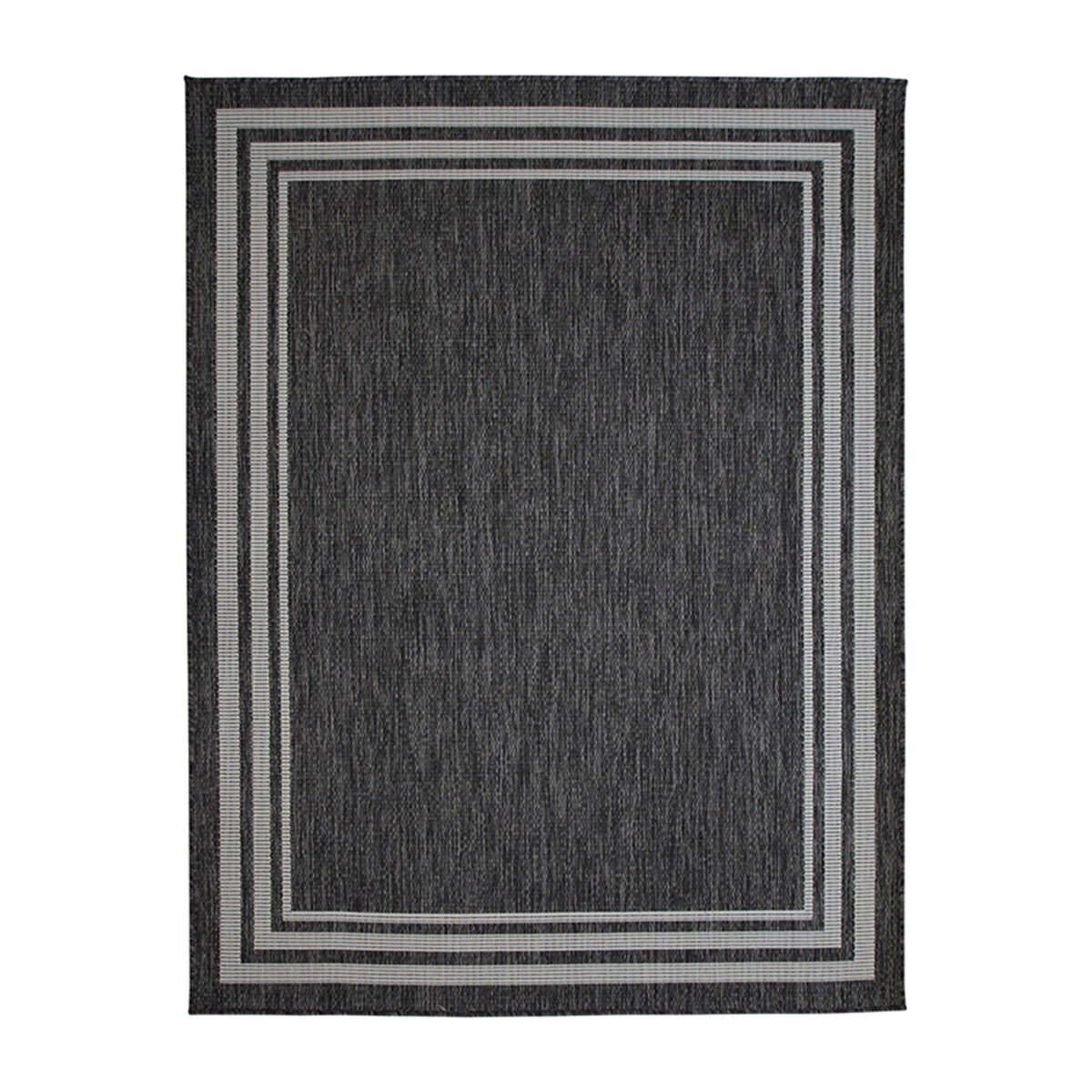 Tapis intérieur-extérieur aspect jute motif cadre noir 195x275