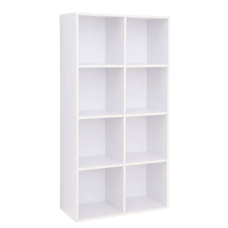bibliothèque à 8 compartiments étagère meuble de rangement blanc