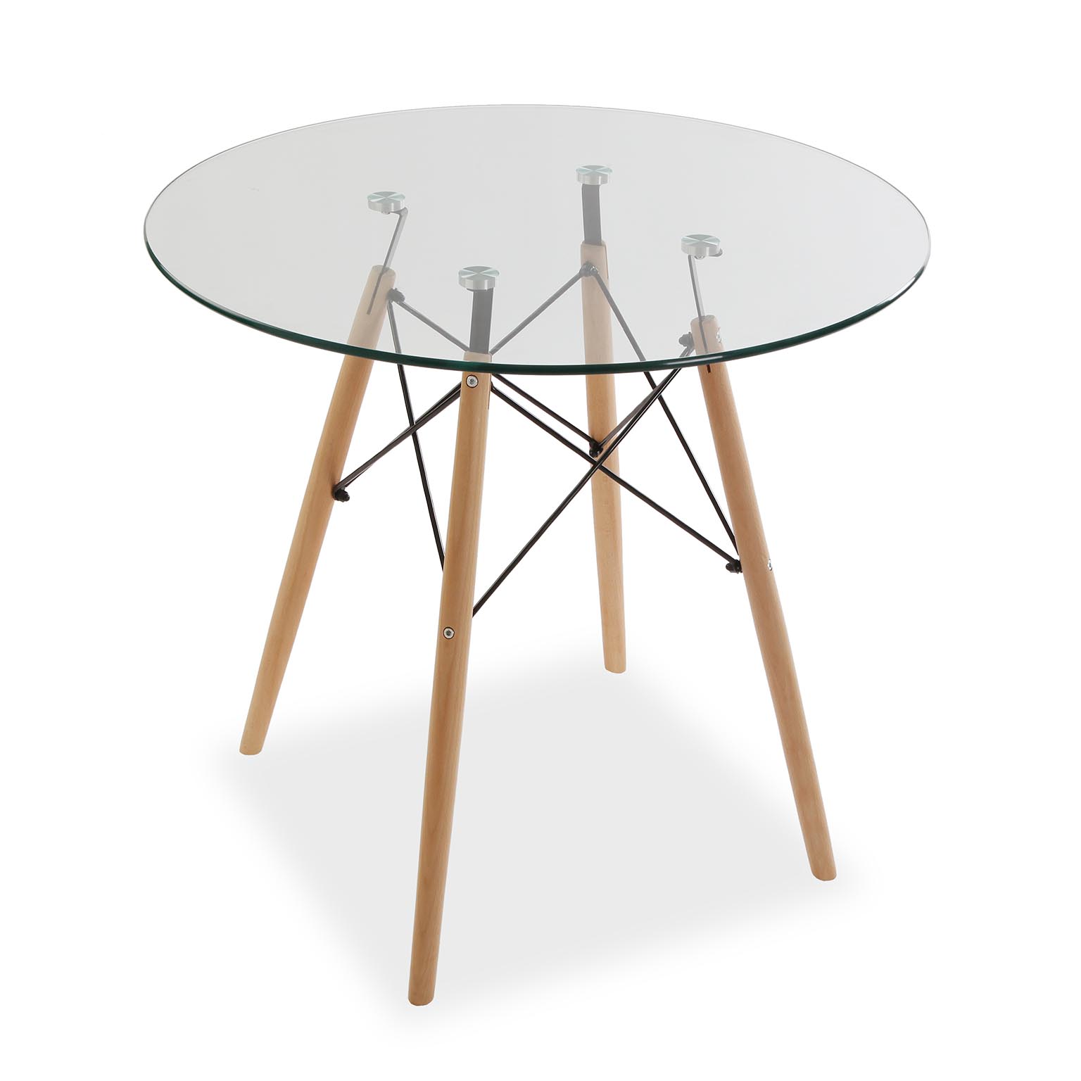 Table à manger, 73 x 80 x 80 cm, Verre, brun