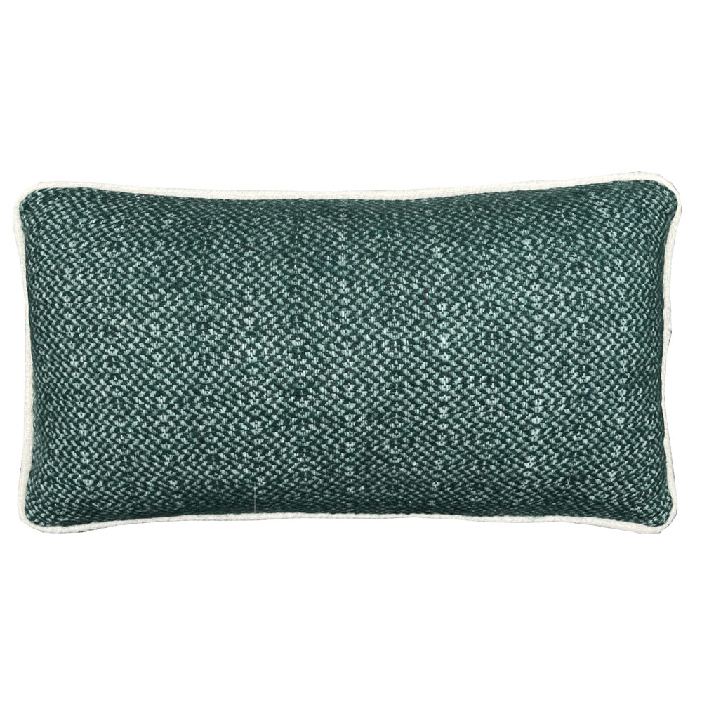 Coussin rectangle structure laine recyclée vert sapin 35x60