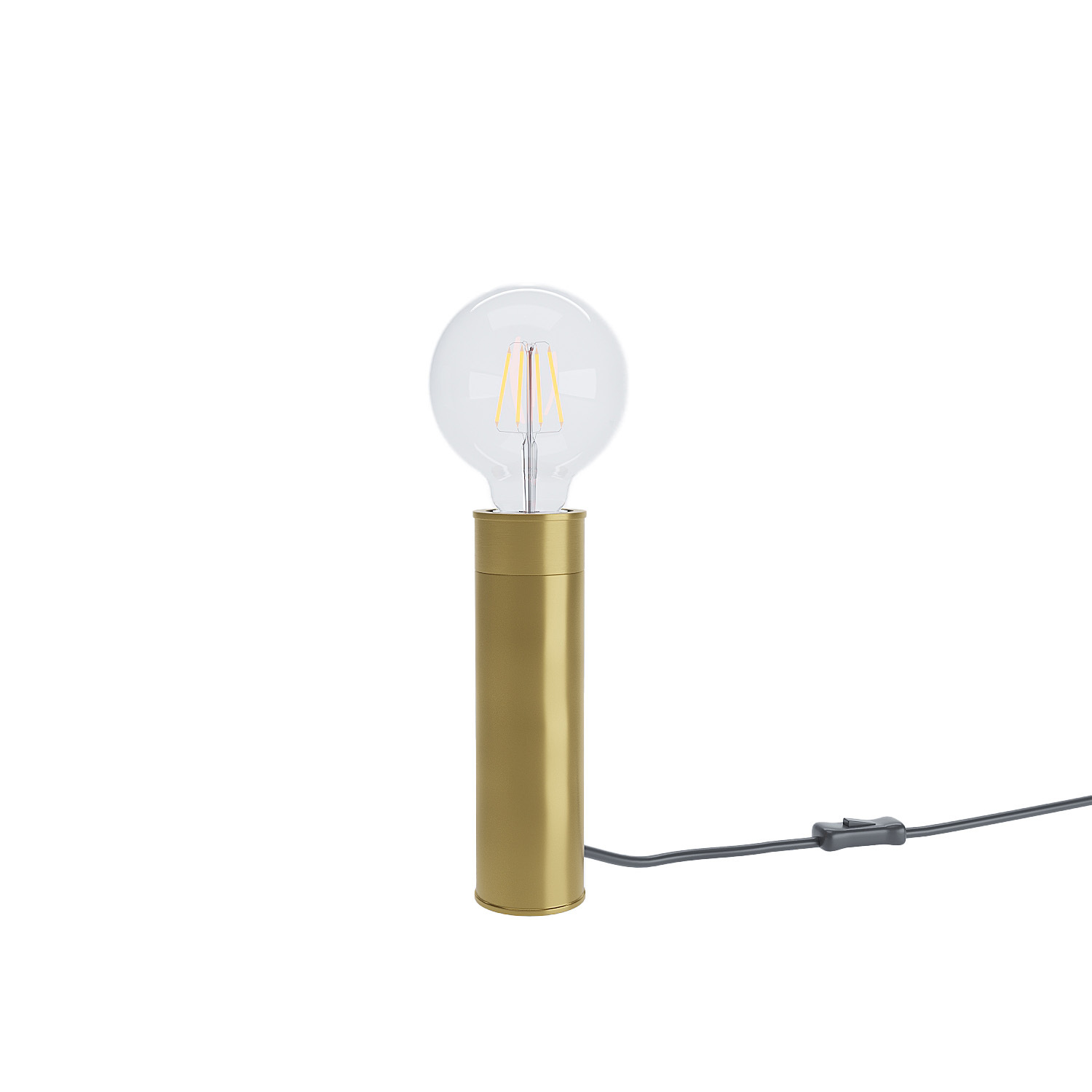 lampe à poser cylindrique en métal couleur or