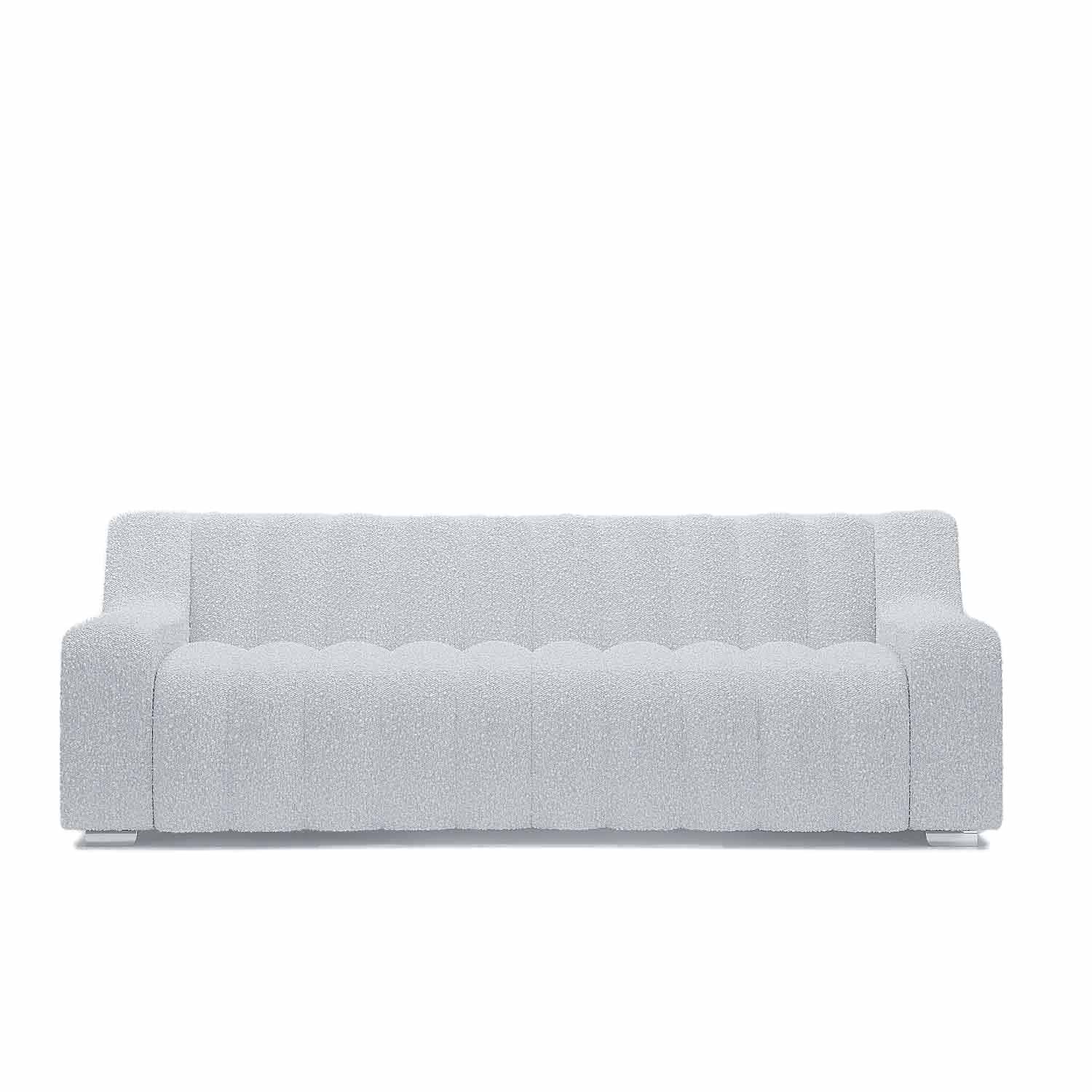 Canapé droit 3 places Blanc Tissu Moderne Confort Promotion