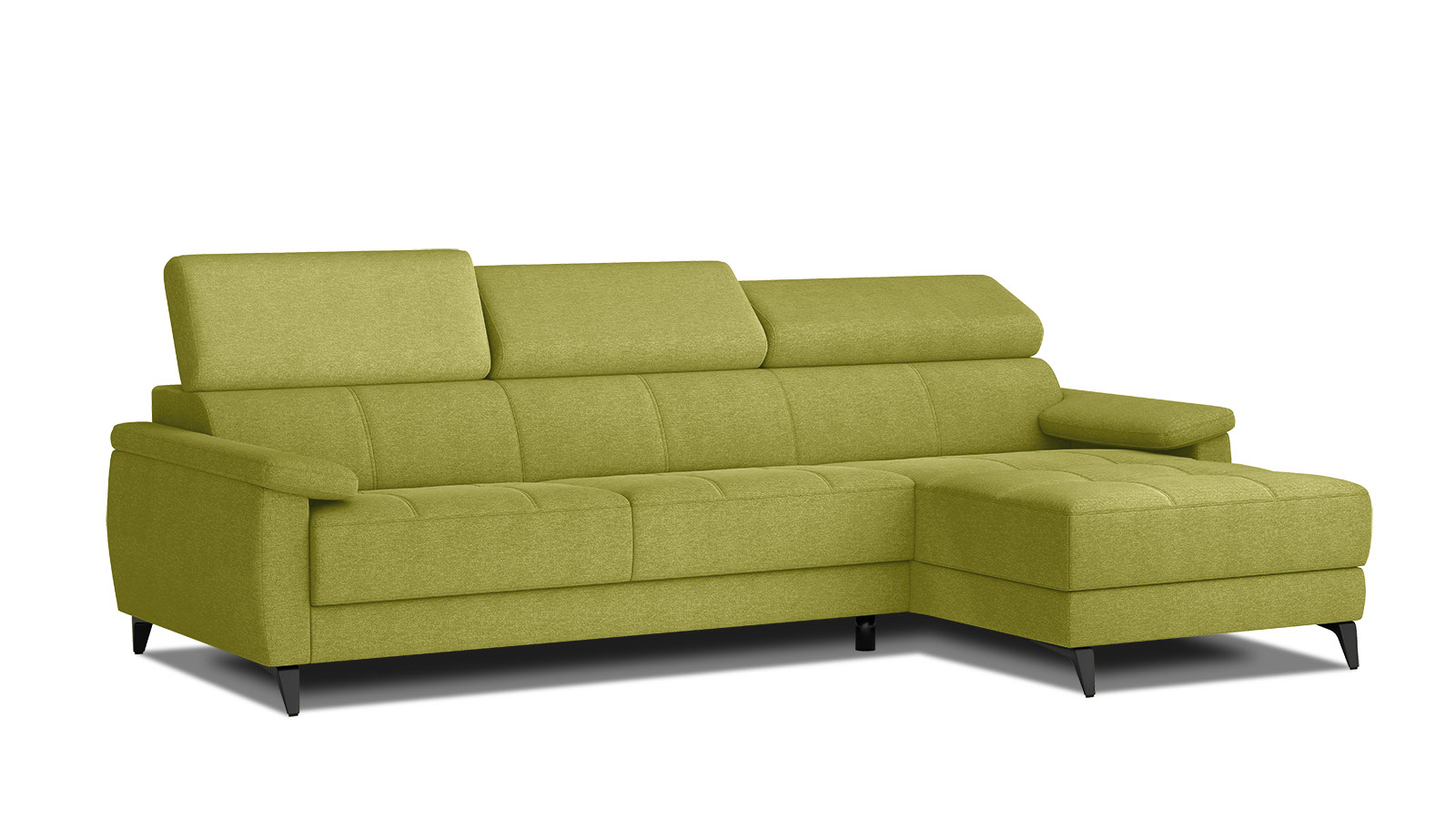Canapé d'angle 4 places Tissu Contemporain Confort Vert Promotion