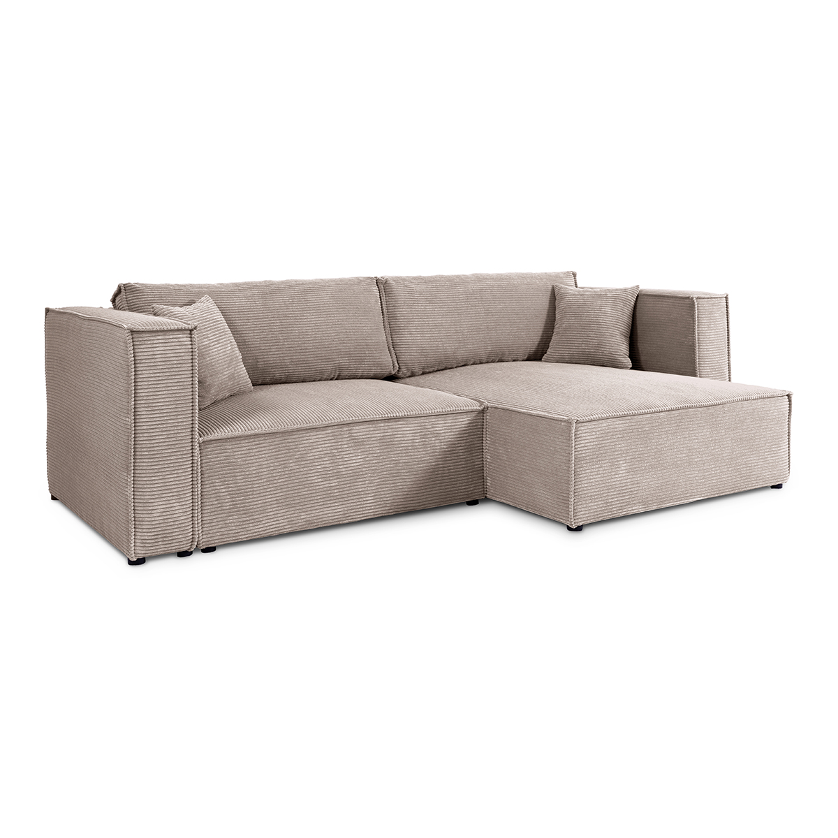 Canapé d’angle réversible convertible 3 places bois de pin taupe