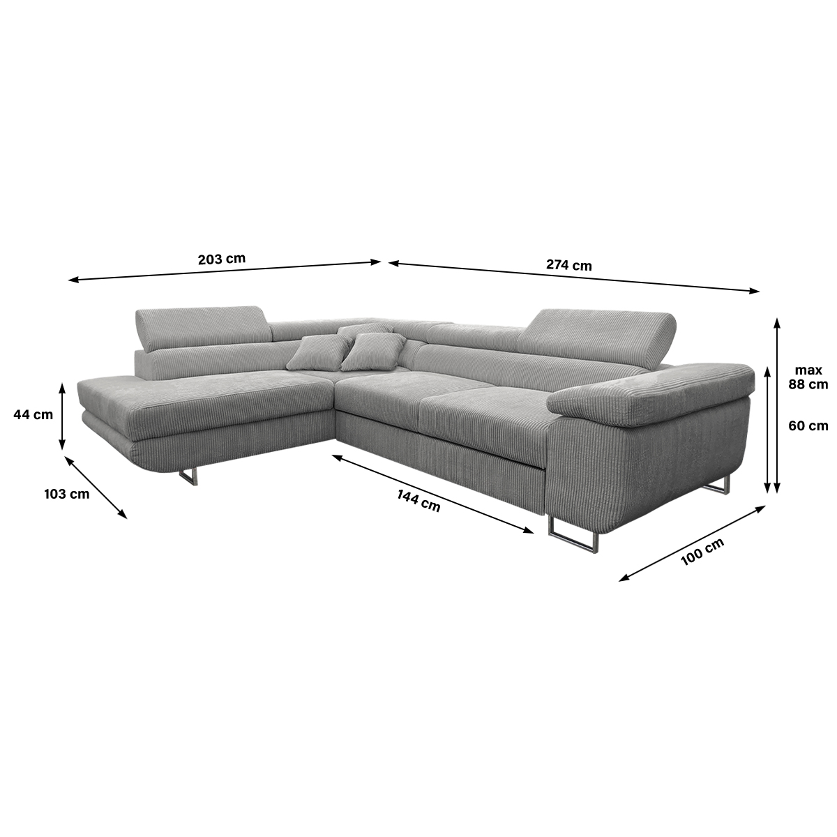 martin - Canapé relax convertible Gris - Vue supplémentaire 2