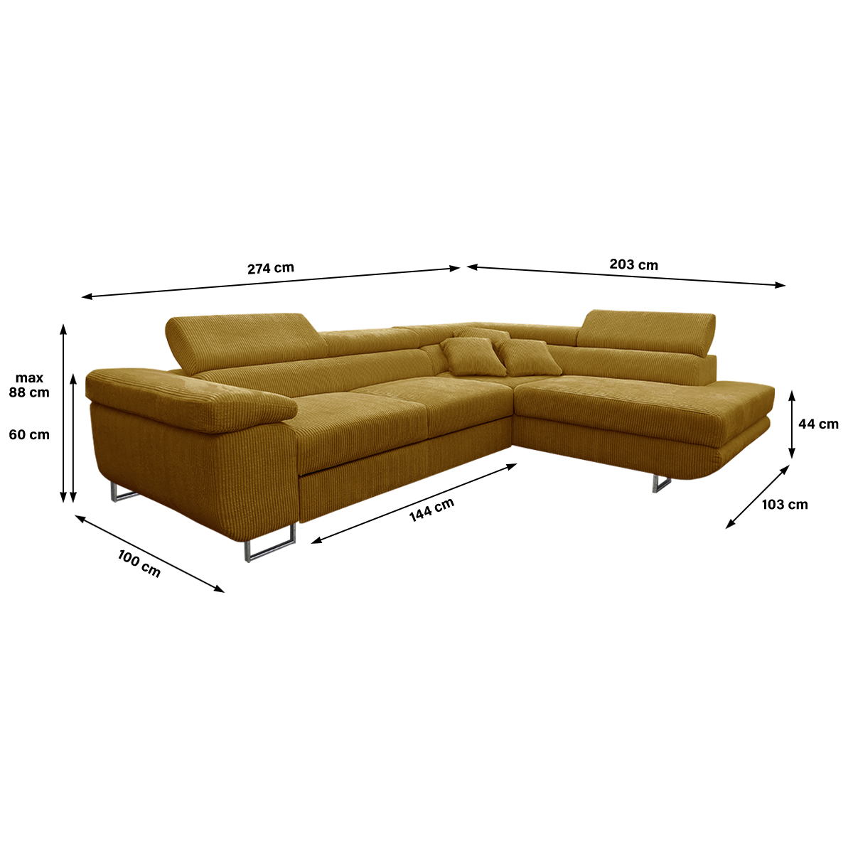 martin - Canapé relax convertible Jaune - Vue supplémentaire 2