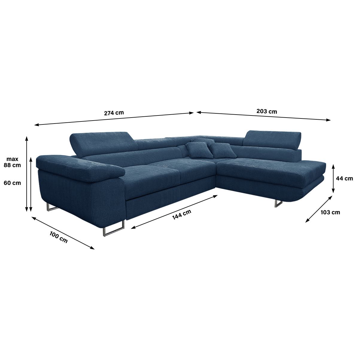 martin - Canapé relax convertible Bleu - Vue supplémentaire 2