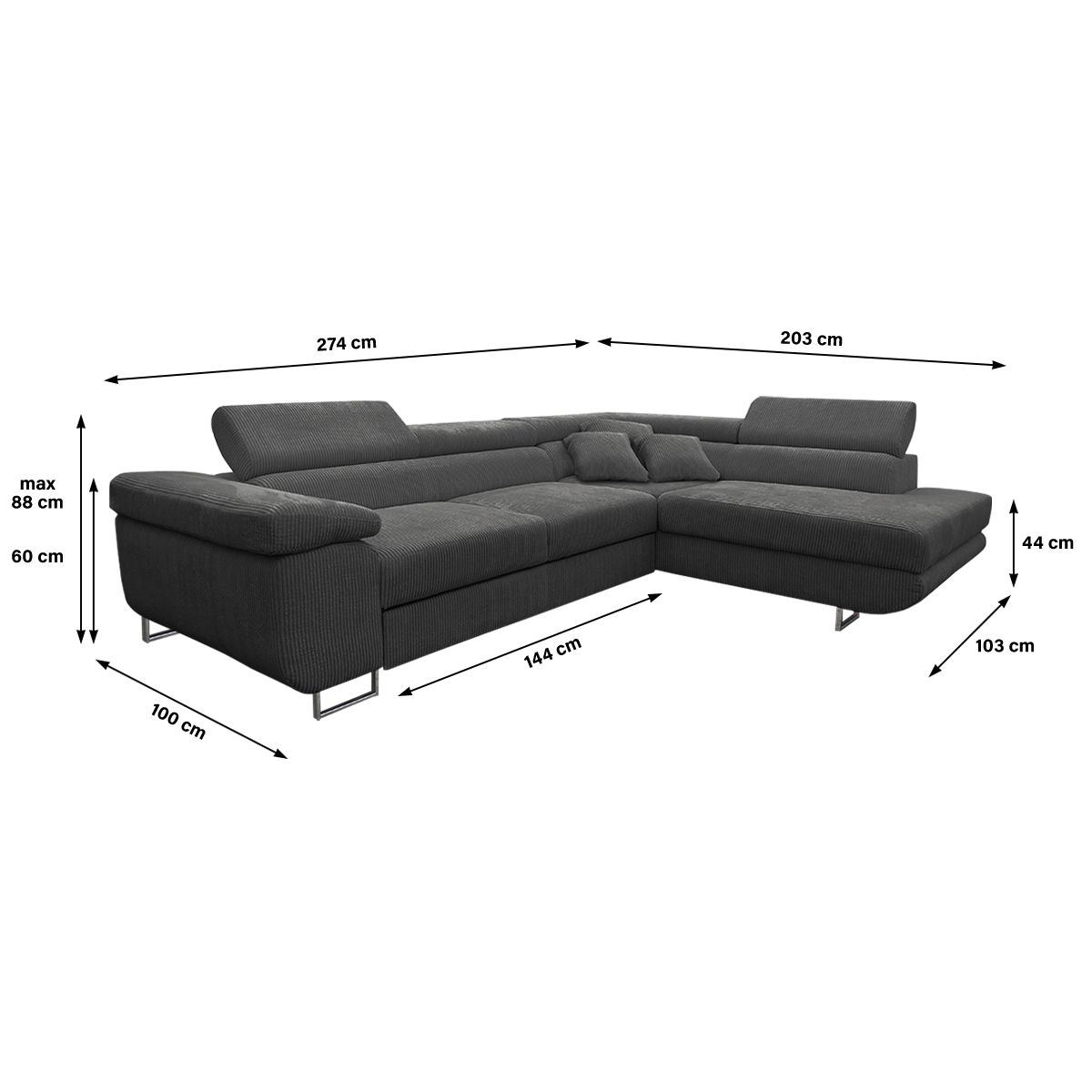 martin - Canapé relax convertible Gris - Vue supplémentaire 2