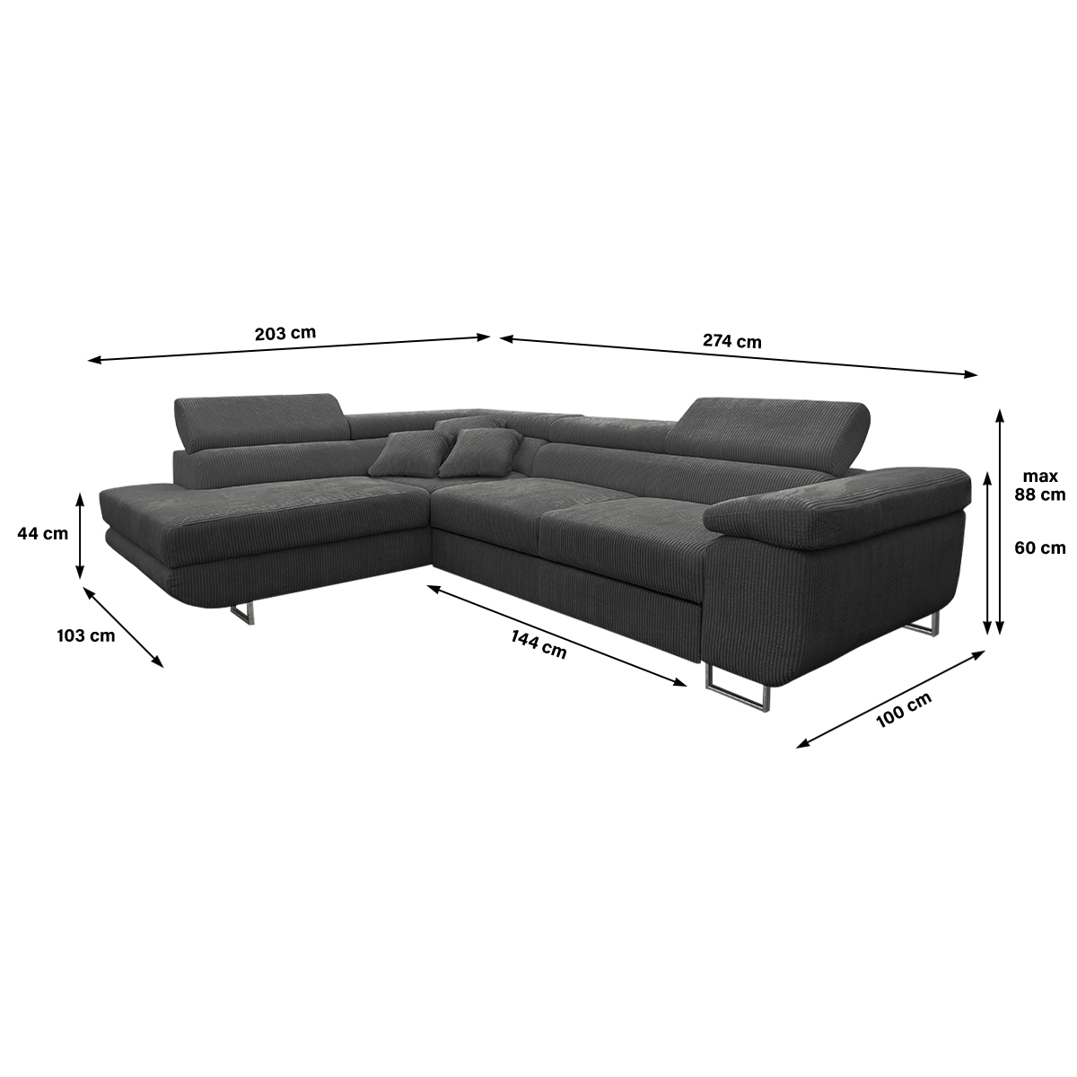 martin - Canapé relax convertible Gris - Vue supplémentaire 2