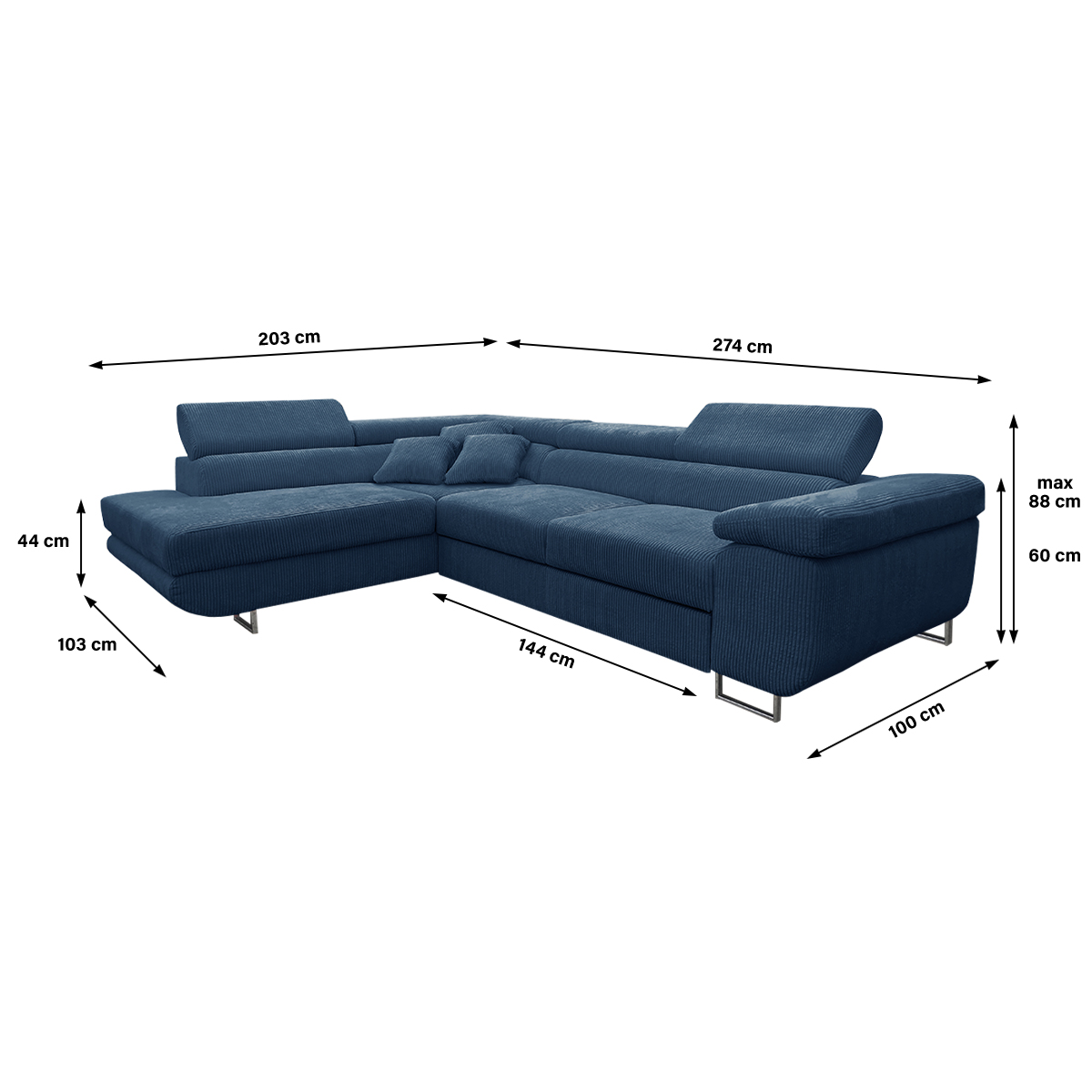 martin - Canapé relax convertible Bleu - Vue supplémentaire 2