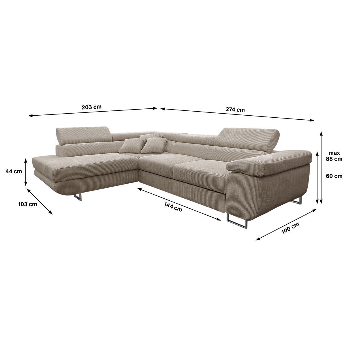 martin - Canapé relax convertible beige - Vue supplémentaire 2