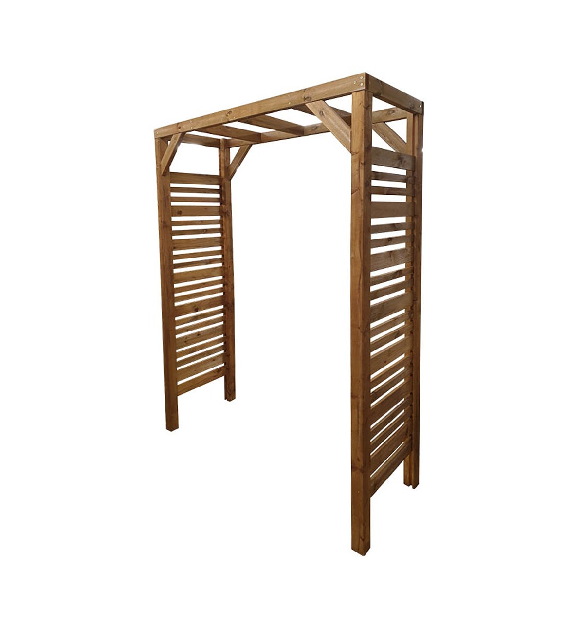 Pergola en pin teinté brun