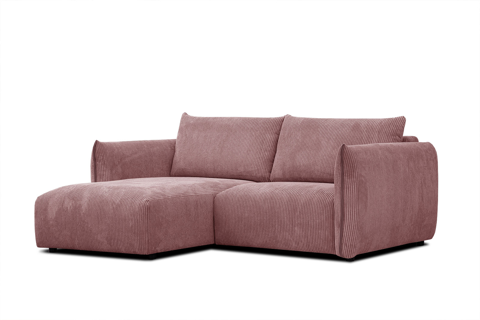 Canapé d’angle gauche 3 places tissu vieux rose