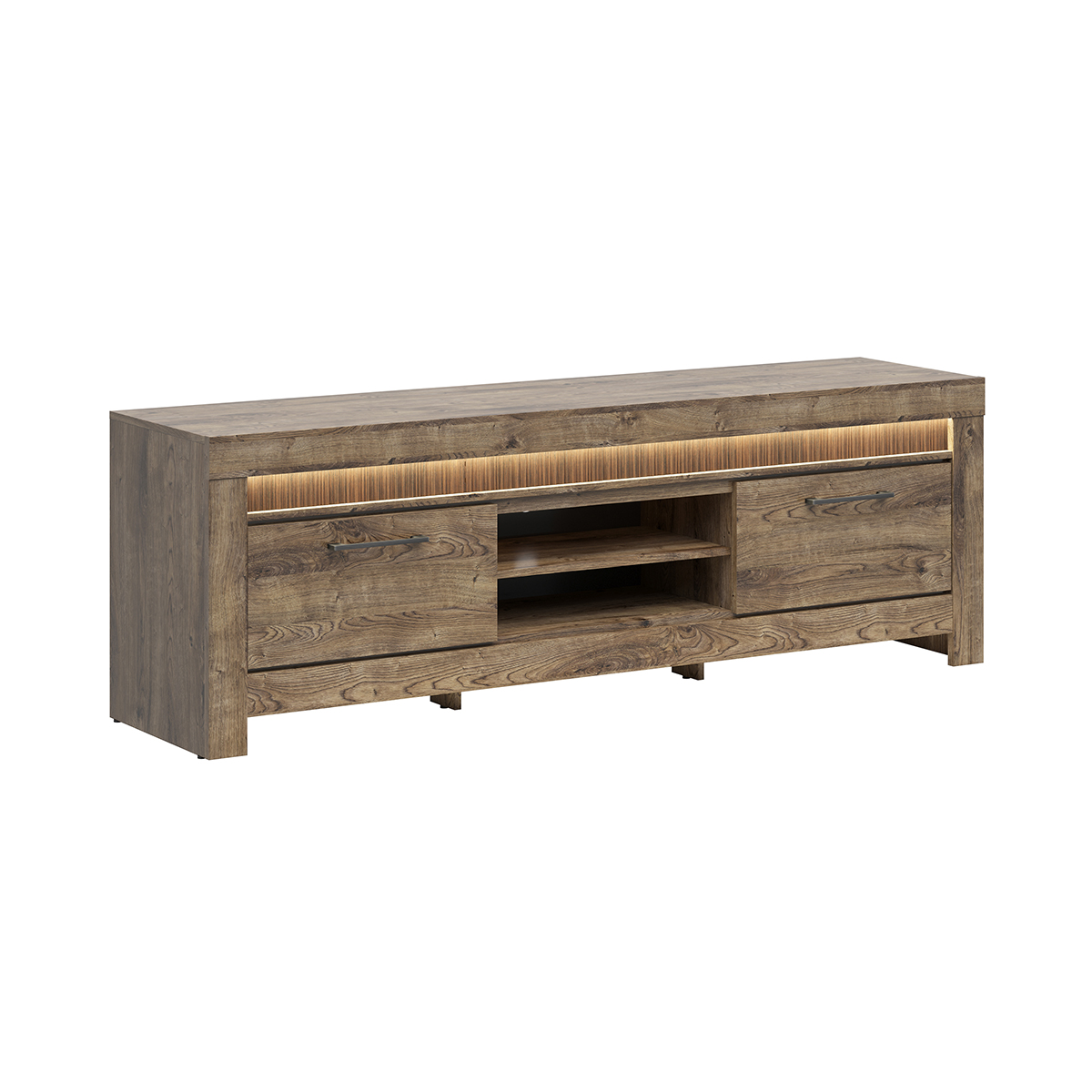 Meuble TV 2 portes 180 cm LED inclus stratifiés beige