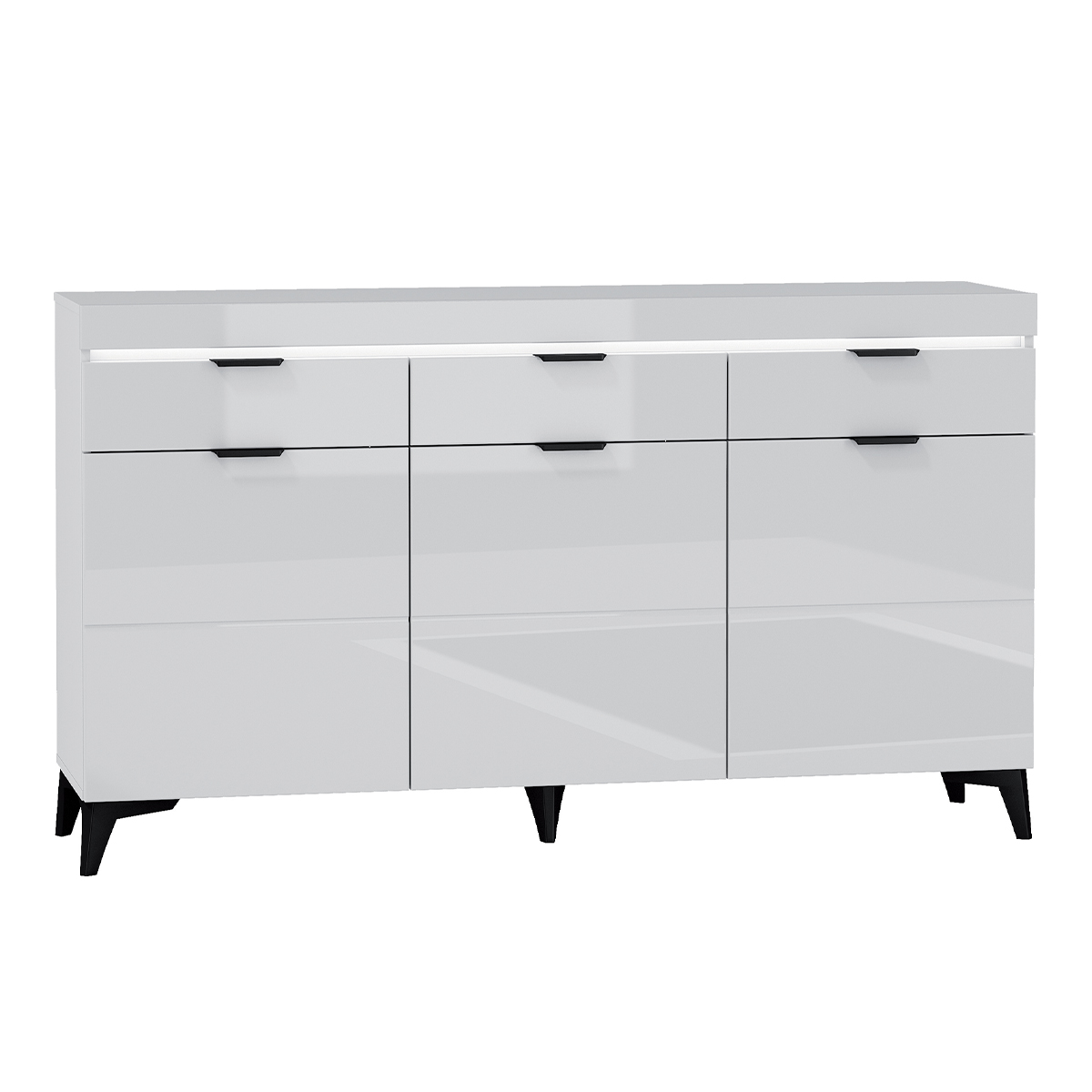 Buffet 3 portes 3 tiroirs LED inclus stratifiés blanc