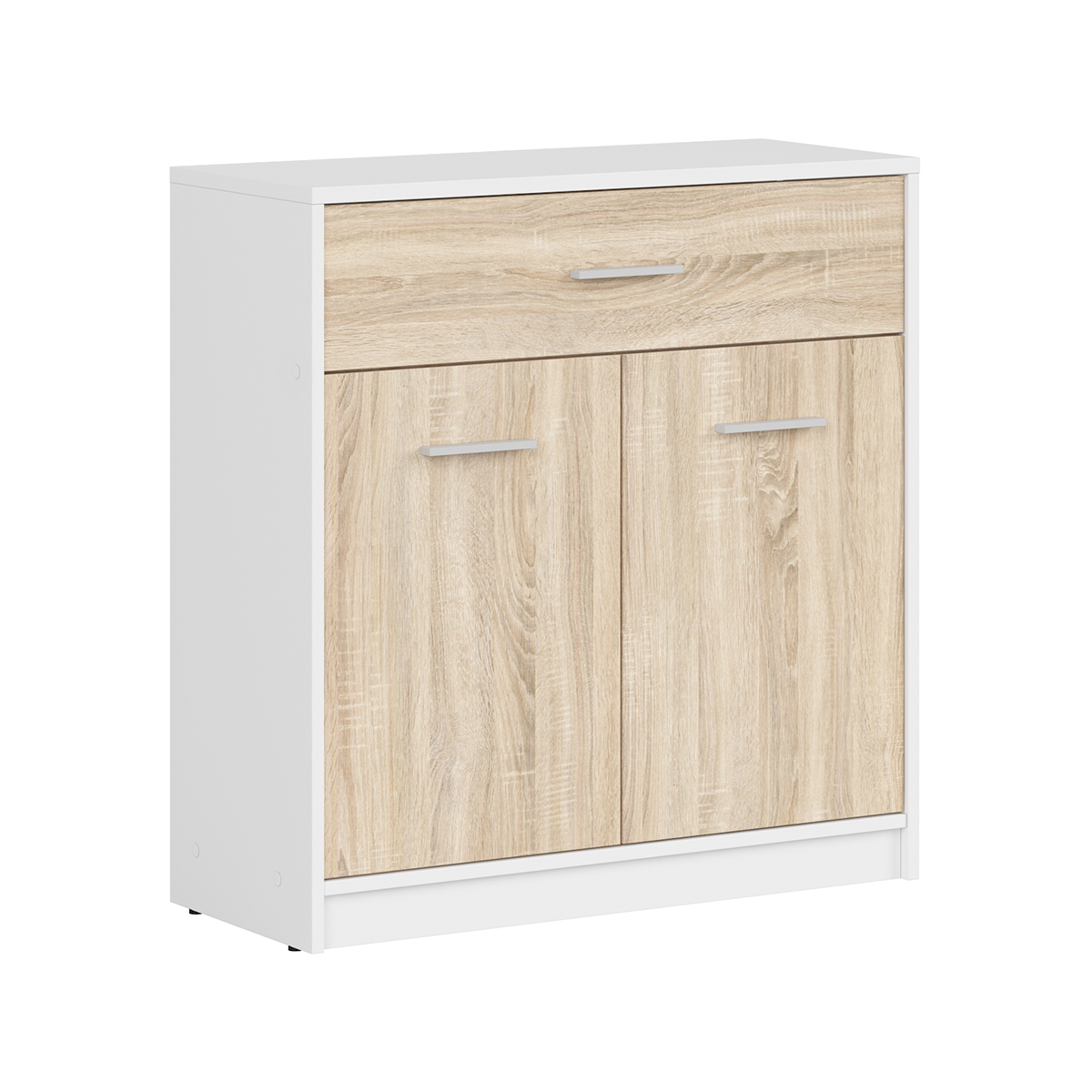 Buffet 1 tiroir 2 portes stratifiés beige et blanc