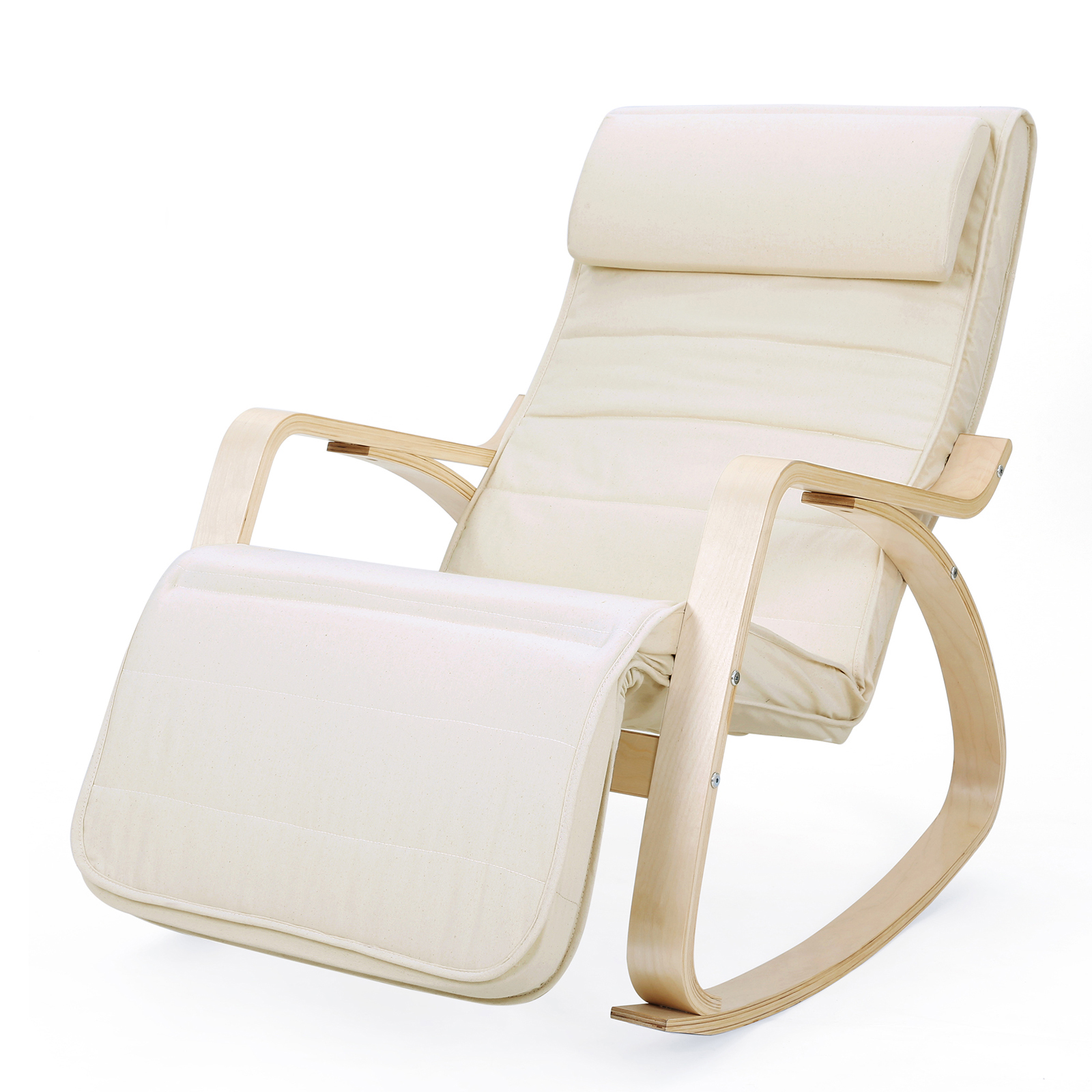fauteuil à bascule moderne tissu bois beige