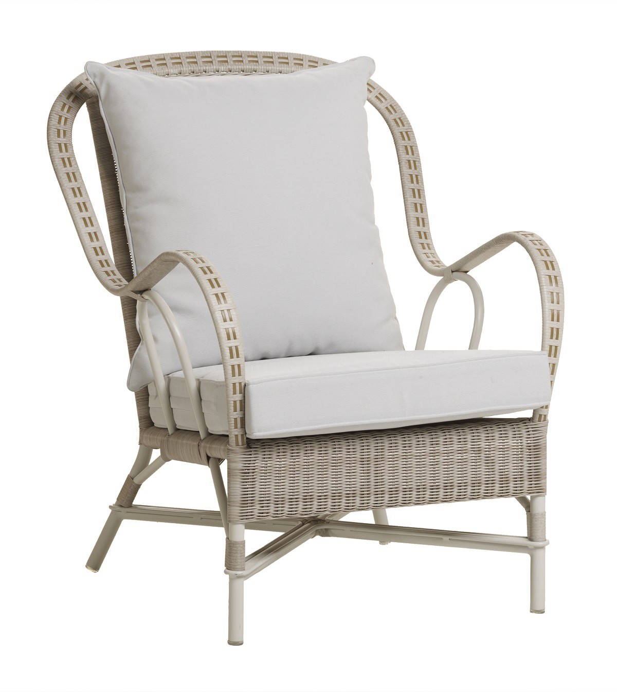 Fauteuil de jardin tressé en résine beige