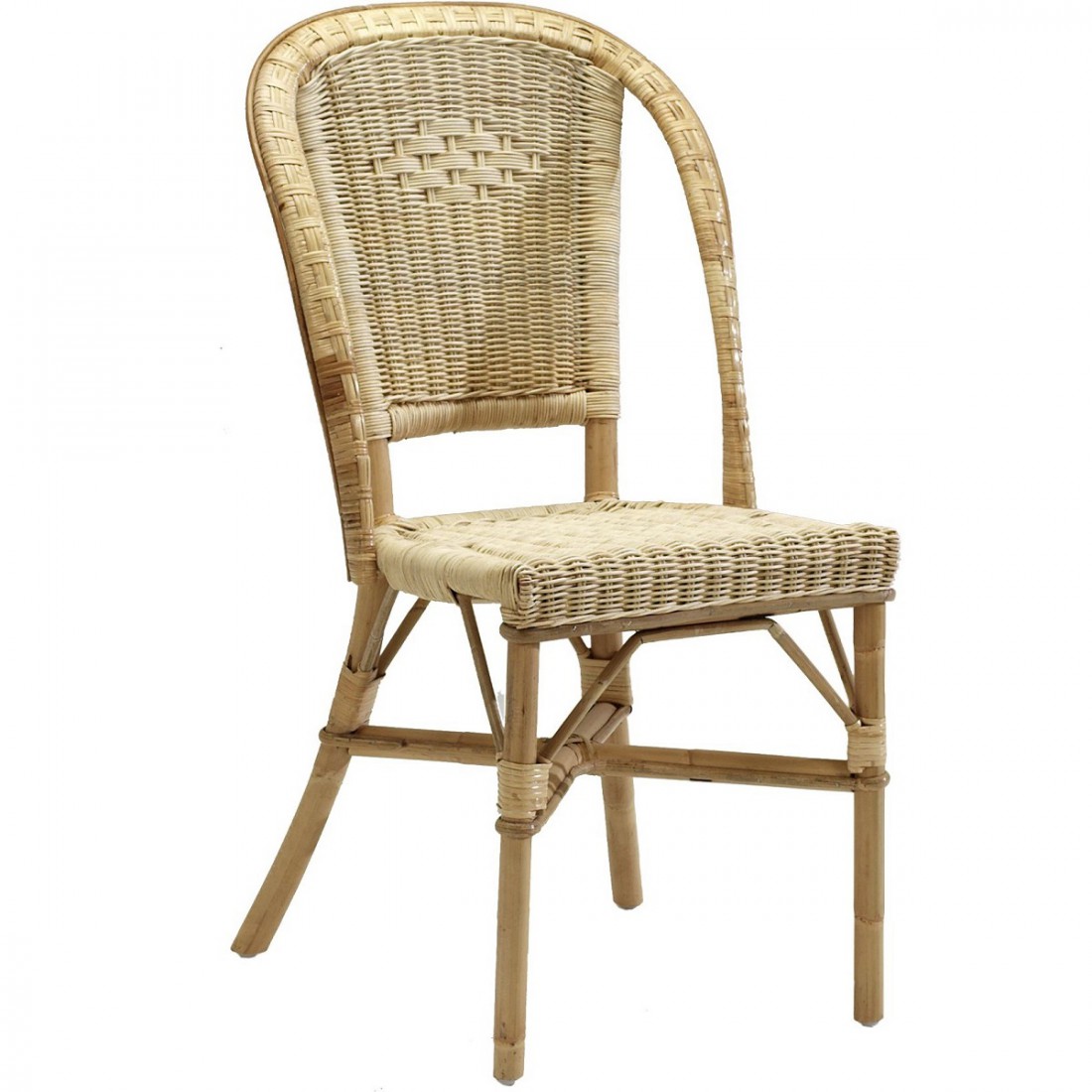 Chaise tressée en rotin beige