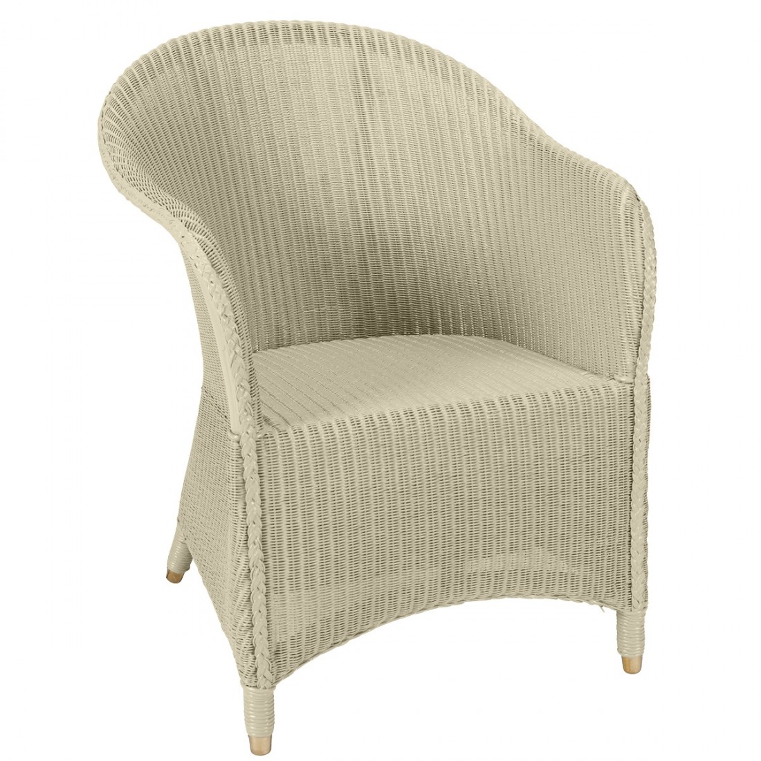 Fauteuil laqué en Lloyd Loom beige mastic