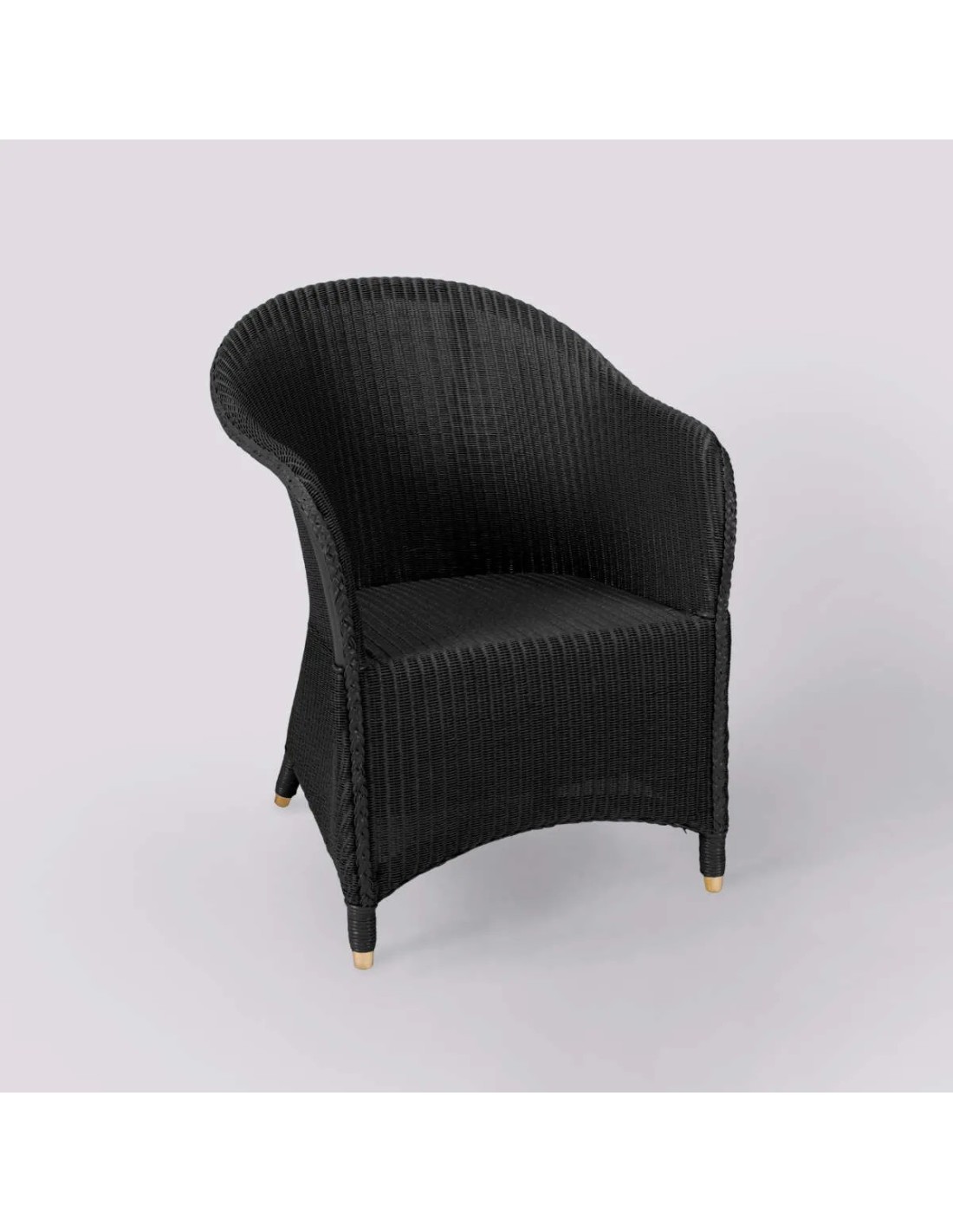 Fauteuil laqué en Lloyd Loom noir